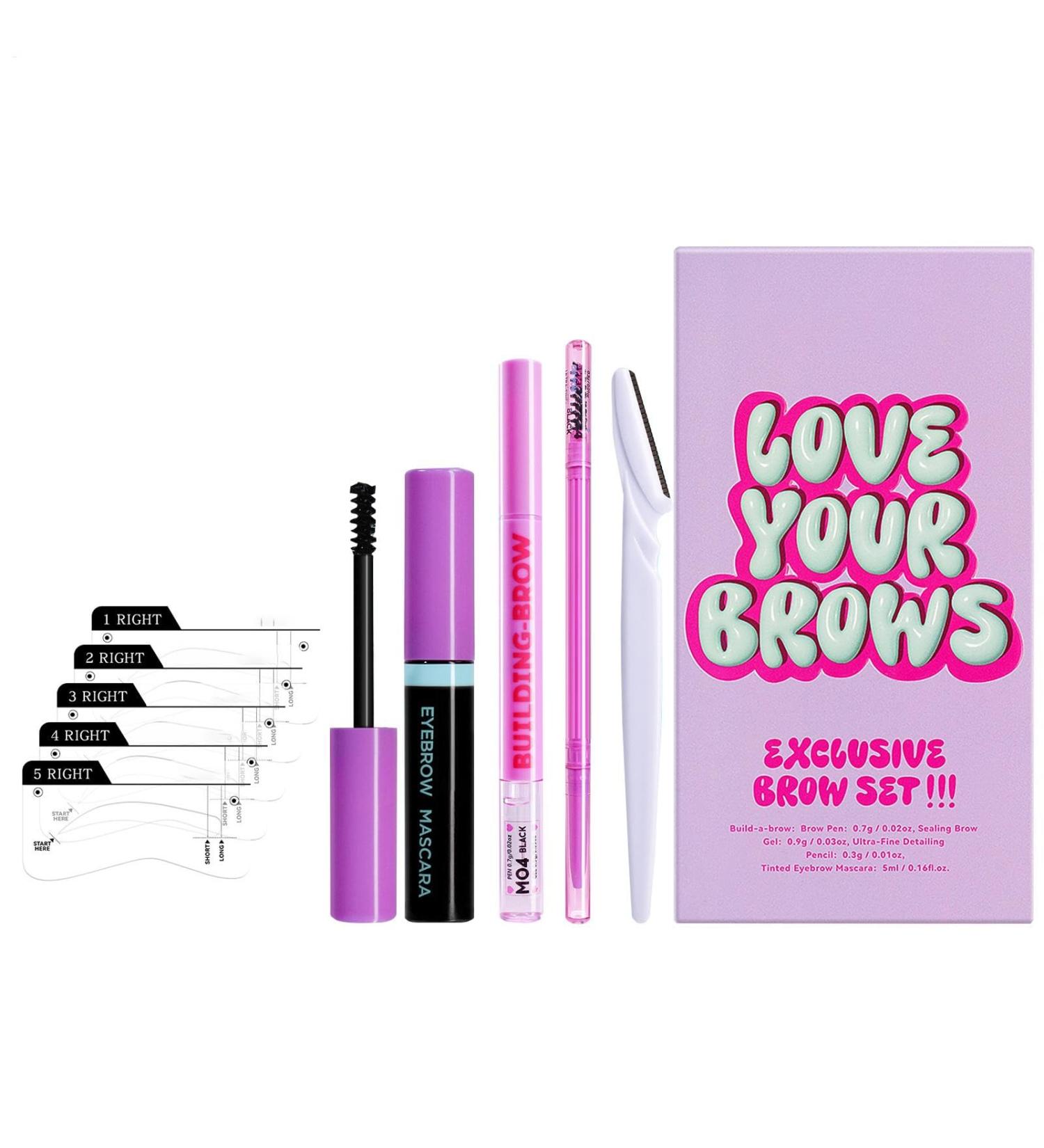 Eyebrow Pencil Set Eyebrow Makeup Unbreakable 10 Piece Eye Makeup Set Cosmetic Items with Mascara Eyebrow Cream Eyebrow Chart Eyebrow Trimmer for Women - Buy Online on GoSupps.com