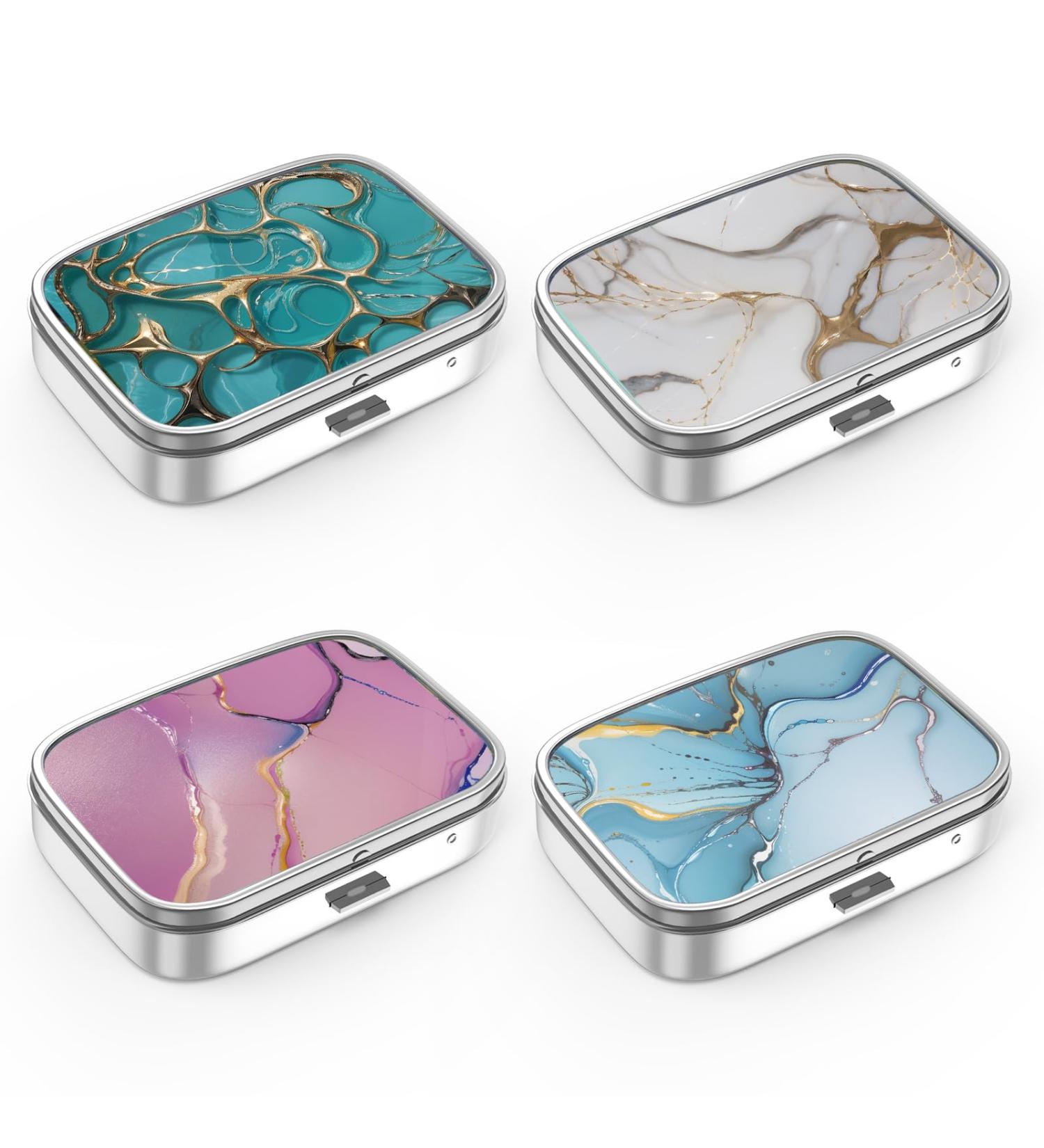 Portable Pill Box Set - 4 Decorative Marble Organizers for Medicine & Vitamins | Unique Gift Idea - Buy Online on GoSupps.com