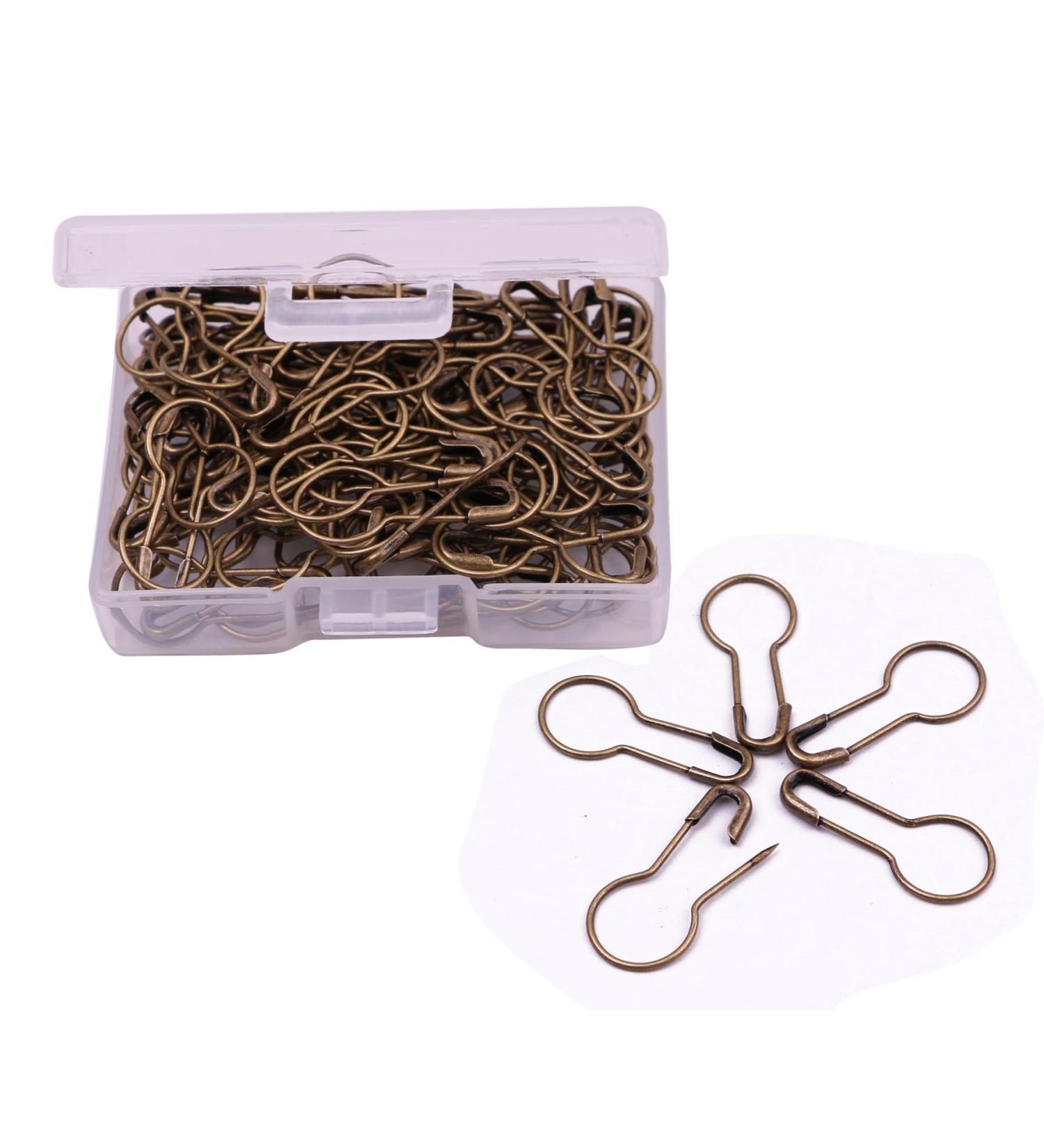 Shapenty 21mm/0.8 Inch Small Metal Gourd Safety Pins Bulb Guard Calabash Quilting Sewing Pin Bead Needles for DIY Craft Home Accessories  120PCS (Bronze)