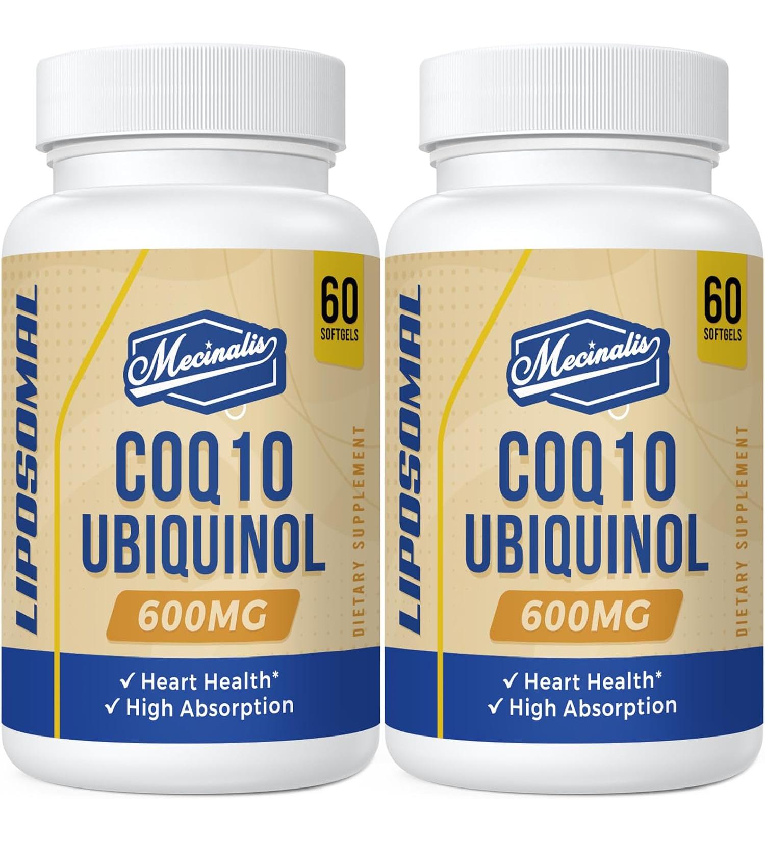 Mecinalis Liposomal CoQ10 Ubiquinol 600mg Superior Absorption Ubiquinol CoQ10 Supplement Powerful Active Antioxidant Form of Coenzyme Q10 Heart Function & Energy Production 120 Softgels - Buy Online on GoSupps.com