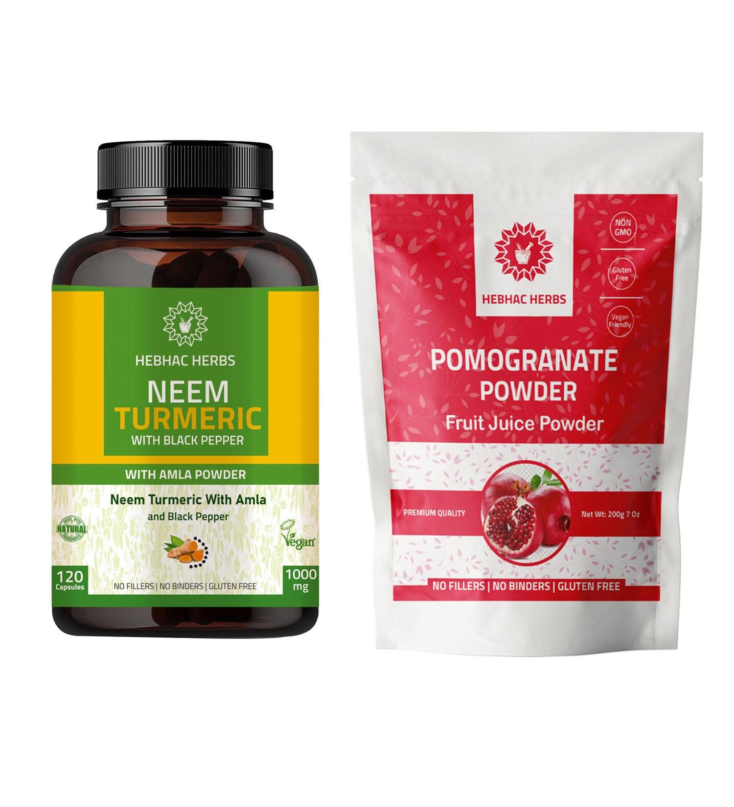 Neem Turmeric Capsules with Amla and Pomegranate Juice Powder 227g - Buy Online on GoSupps.com