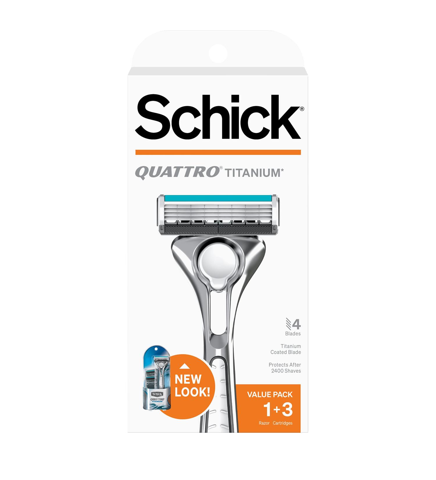 Schick Quattro Titanium Razor Set with 3 Refill Blades - 4 Piece - Buy Online on GoSupps.com