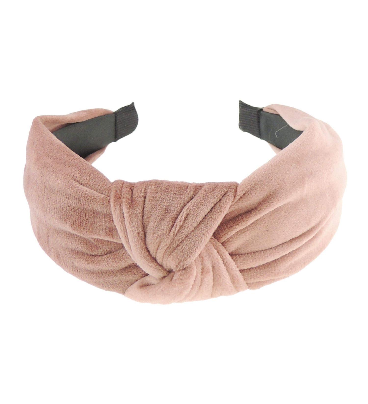 Ladies Soft Velvet Evening Winter Wide Headband Alice Band Top Knot (Dusky Pink)