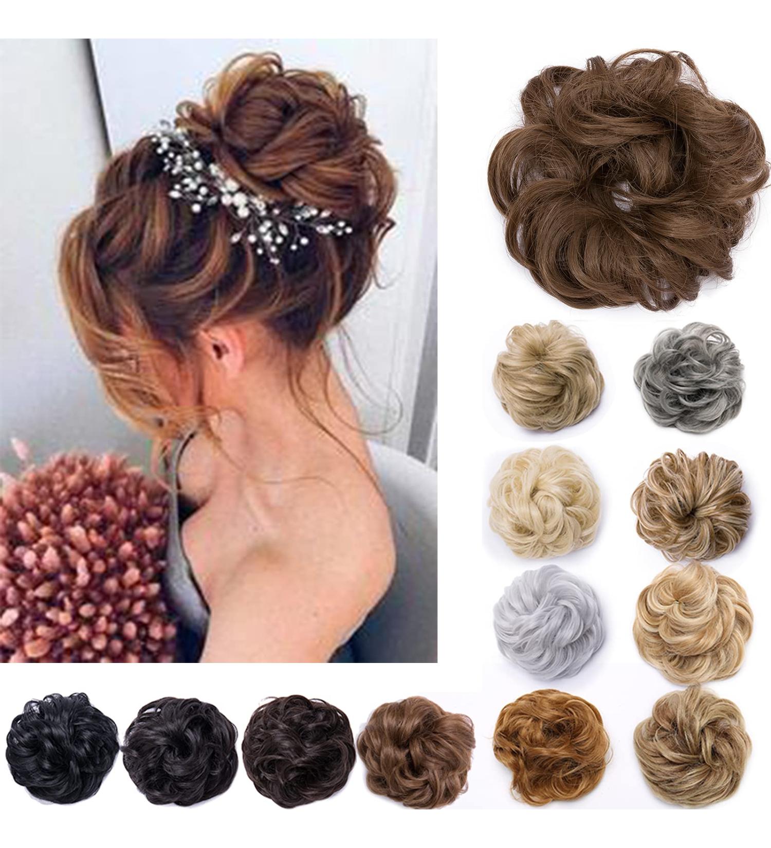 Scrunchy Hair Bun Updo Ponytail Curly Messy Donut Chignon - Ash Brown 25g - Buy Online on GoSupps.com