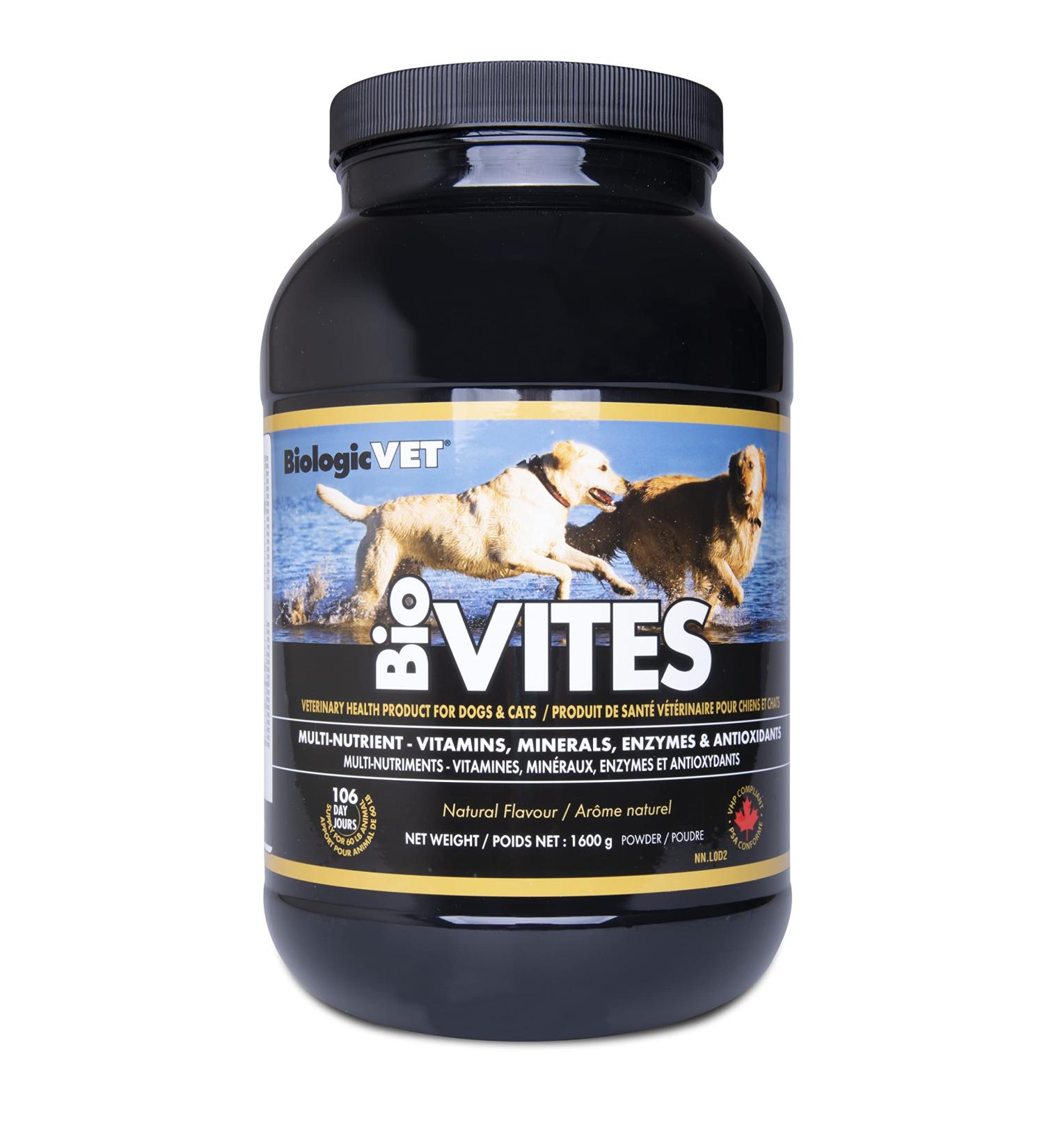 Flora Health BiologicVET BioVITES Complete Multi-Nutrient - Vitamins Minerals & Enzymes for Dogs and Cats Prebioitc Lignans Magnesium Taurine 1600g Powder 1600 g (Pack of 1) - Buy Online on GoSupps.com