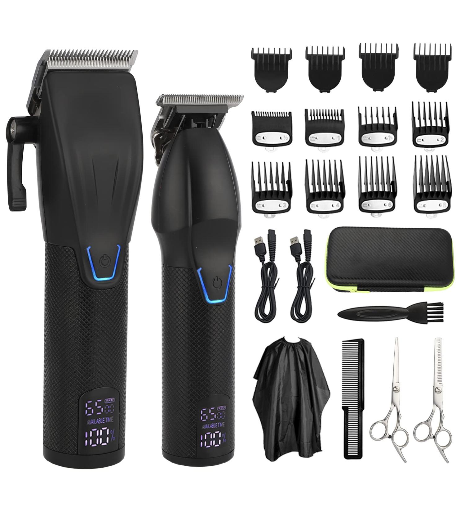 AMULISS Professional Hair Clippers and Zero Gapped Trimmer Kit - Cordless Barber Clipper Set for Men | Rechargeable LCD Display - Black - Buy Online on GoSupps.com