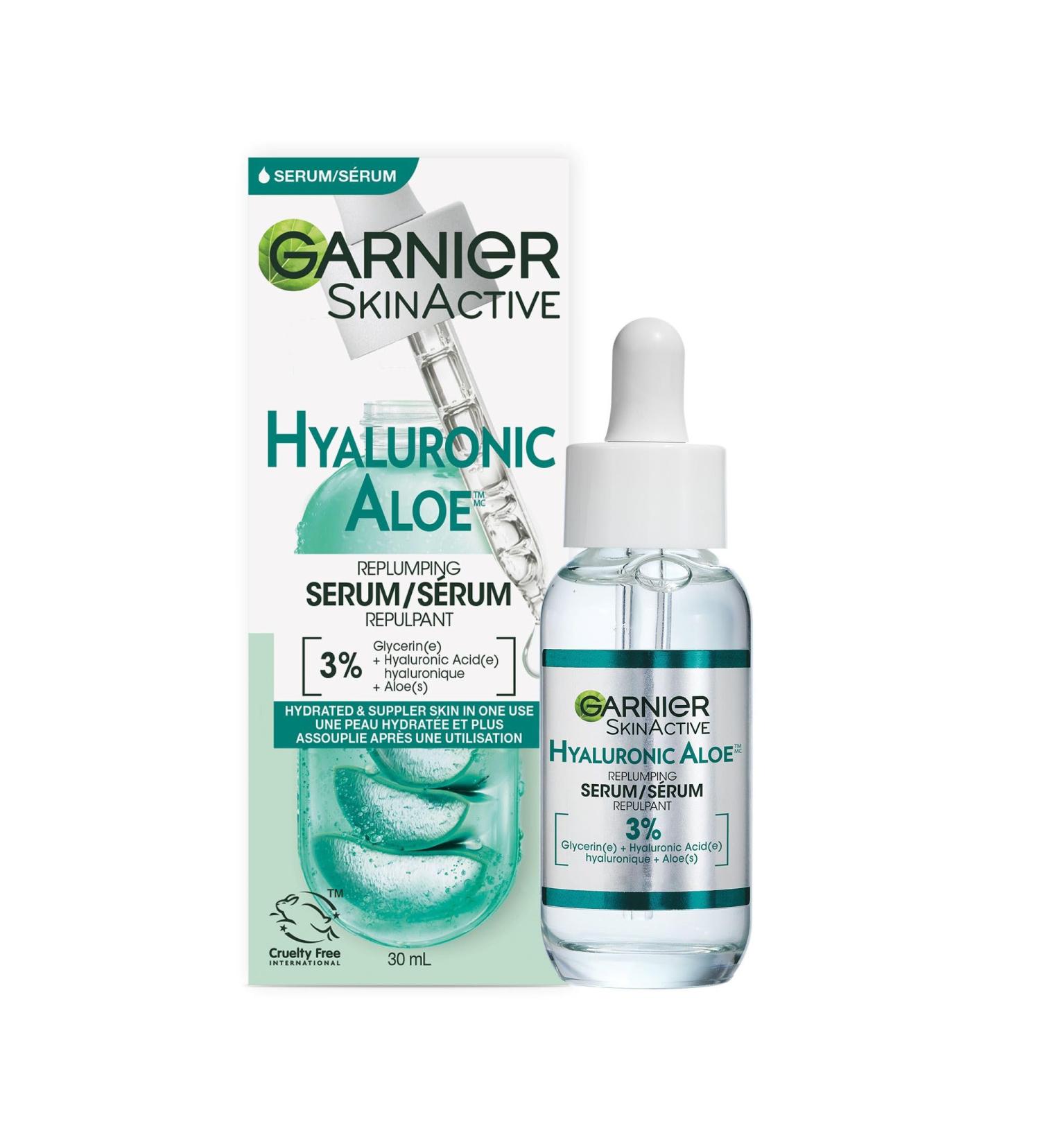 Garnier Aloe Vera Serum With HYALURONIC ACID and Aloe Vera Replumping and Hydrating Suppler Skin that Glows Healthier Looking Skin For Normal to Combination Skin Vegan Formula 30ml - Buy Online on GoSupps.com