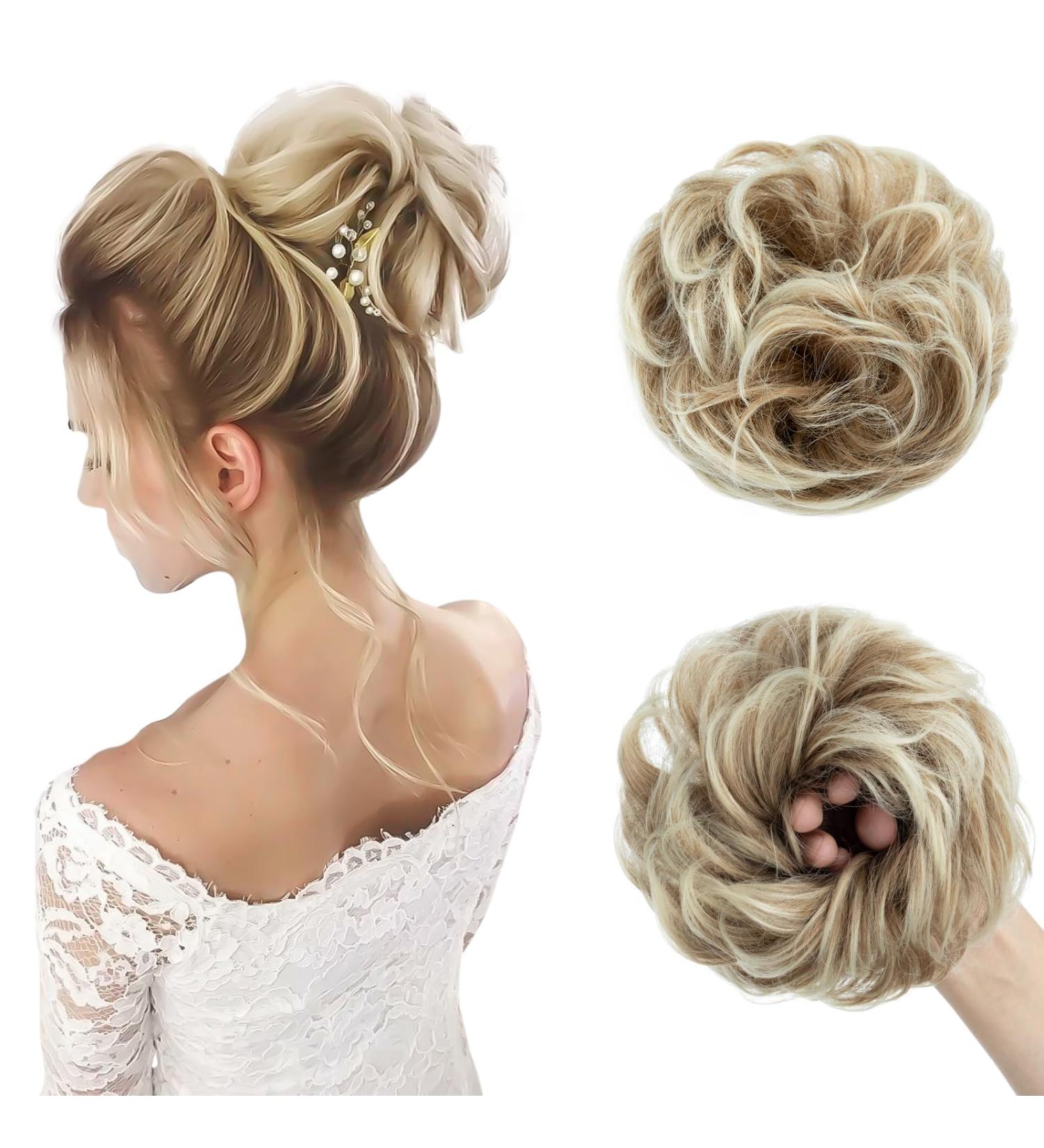 Tess Hair Part with Rubber Band - 55g Honeyblond Light Blonde Synthetic Hair Extension for Large Buns | Women's Hair Tie & Haardutt - Buy Online on GoSupps.com