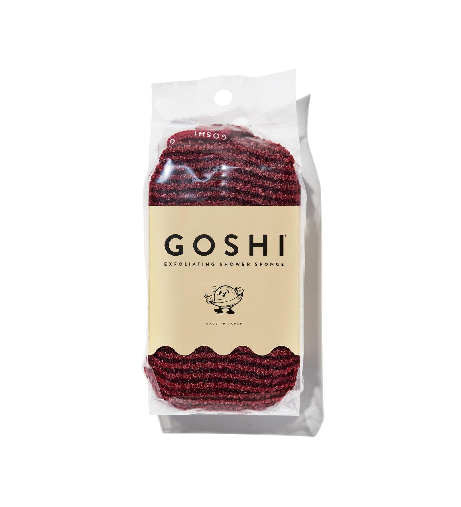 GOSHI Exfoliating Shower Sponge - Rip-Resistant & Rapid-Drying Bath Sponge for All Skin Types - Brick Red - Japan Made | International Shipping - Buy Online on GoSupps.com
