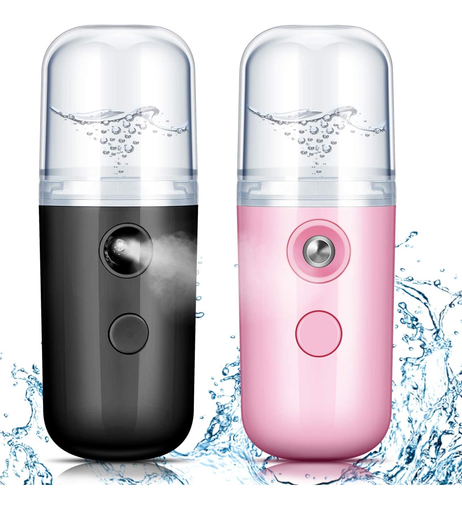 Nano Facial Mister Set | Portable 30ml Face Humidifier | USB Rechargeable Sprayer for Hydrating Skin | Daily Makeup Essential | Black and Pink - Buy Online on GoSupps.com