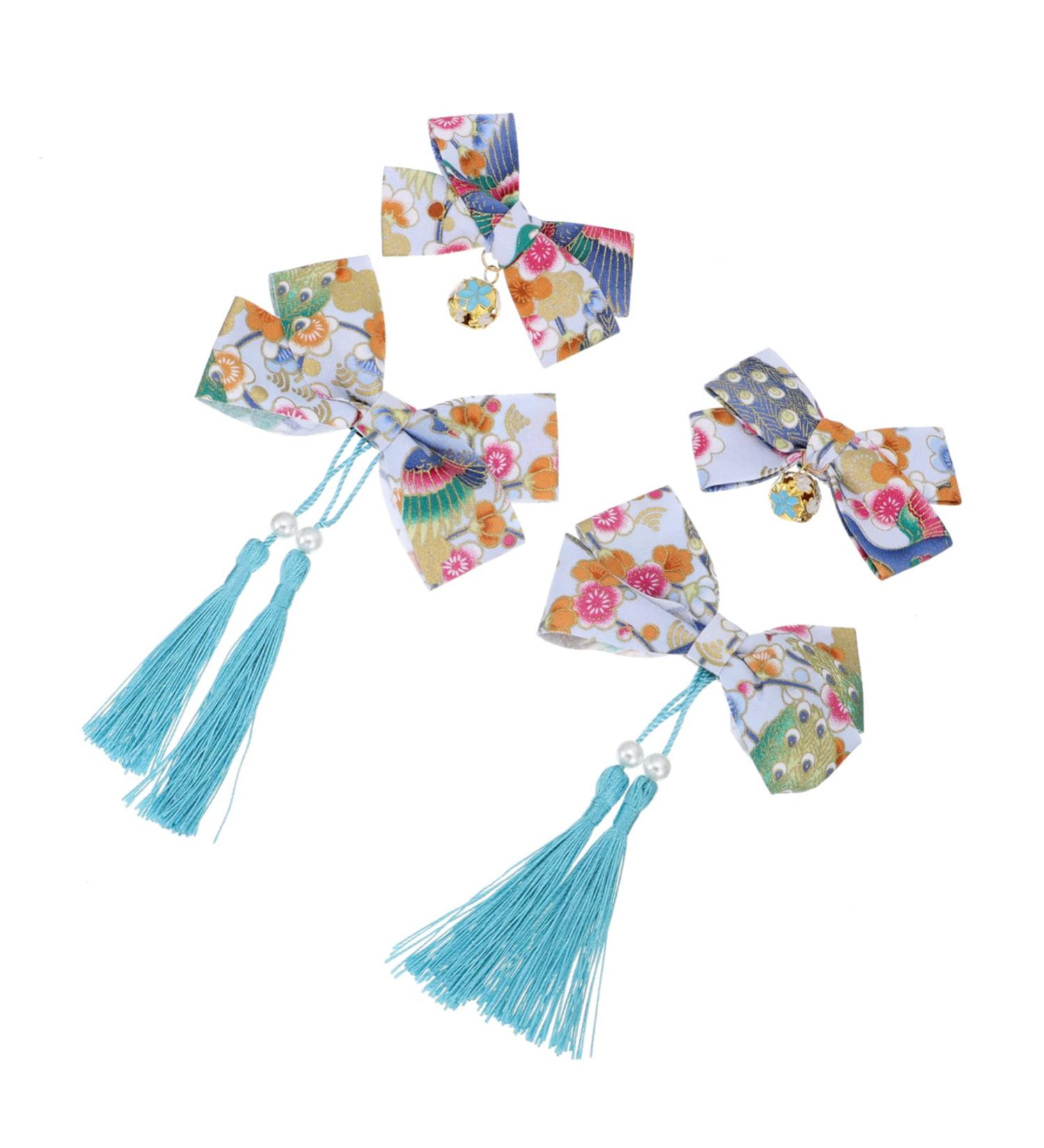 MAGICLULU 2 Pairs Hairpin Tassel Clips Womens Barrettes for Hair Wedding Hair Clip Hair Clips Hair Accessories Kawaii Hair Bows Bow Hair Pins Polyester Elasticity Flowers Child - Buy Online on GoSupps.com