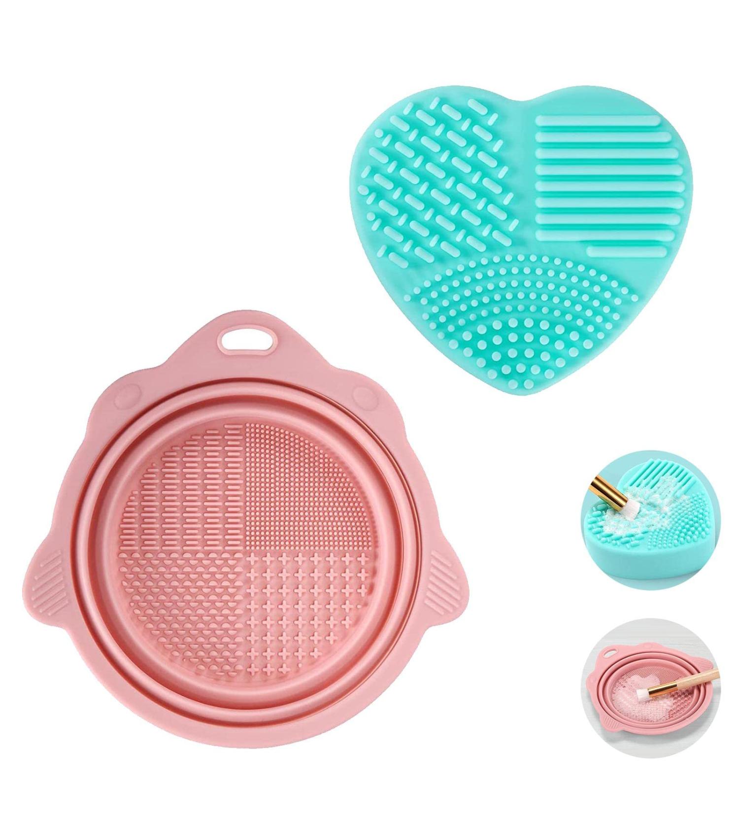 Makeup Brushes Cleaner Foldable Portable Makeup Brush Cleaning Bowl with Silicone Cleaning Mat sy to Clean the Makeup Brush Powder Puff Sponge - Buy Online on GoSupps.com