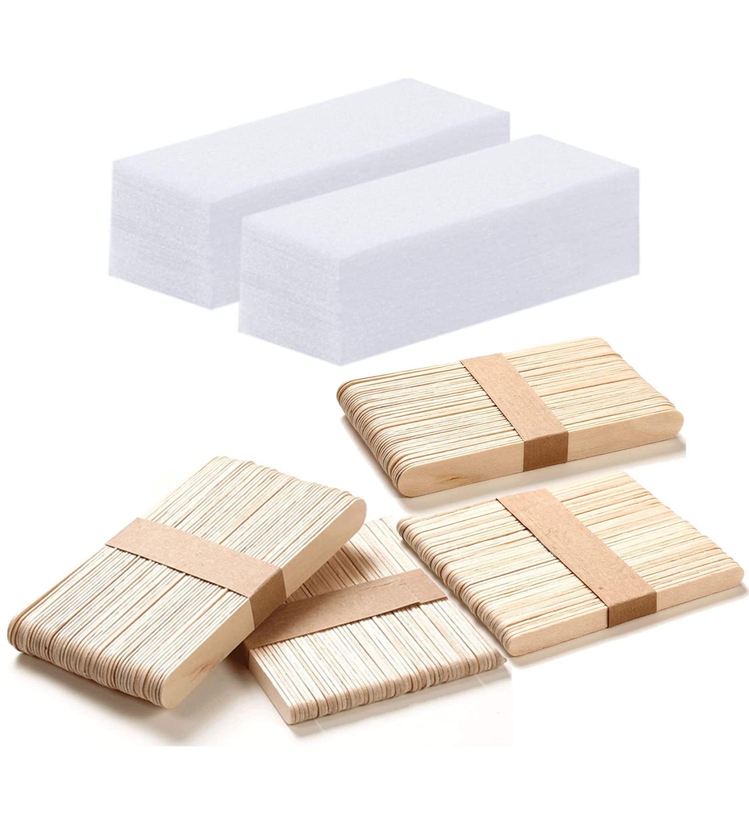 400 Fleece Wax Strips & Wooden Sticks for Hair Removal - Soft Wax Depilatory Kit for Legs Face & Intimate Areas - Buy Online on GoSupps.com