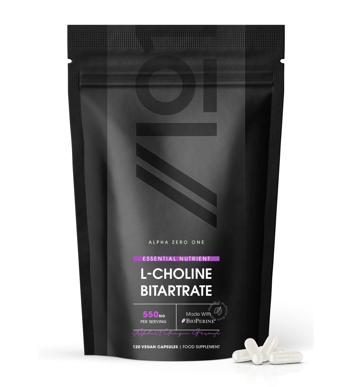 Choline Bitrate with BioPerine 550mg | Supports Liver Health | Non-GMO | 120 Vegan Capsules - Buy Online on GoSupps.com