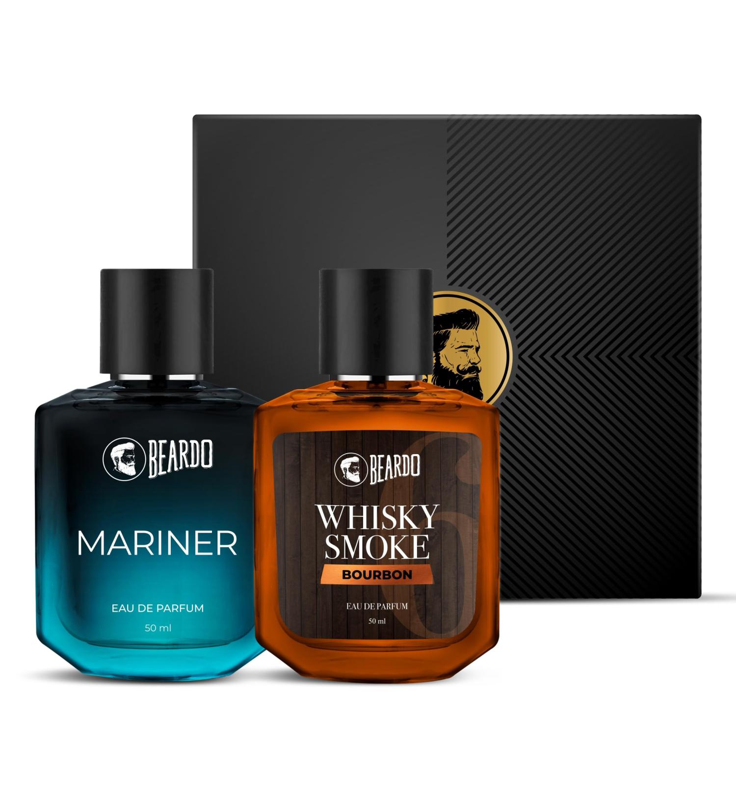 Beard'o Whisky Smoke Bourbon Perfume 50ml & Mariner Perfume 50ml Combo | Long Lasting Perfume For Men | Oriental Woody Leathery | Fresh Aqua Notes