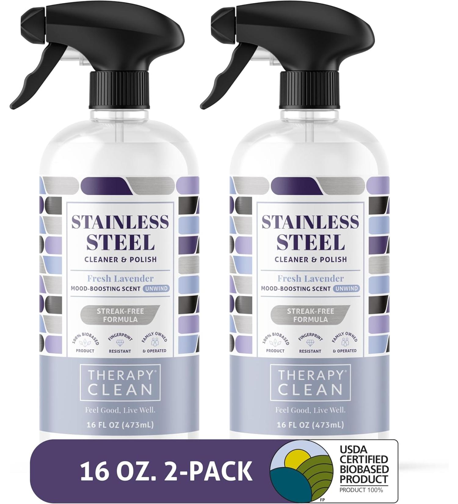 Therapy Stainless Steel Cleaner and Polish - Fresh Lavender - Pack of 2 - 16 Fl Oz. - Buy Online on GoSupps.com