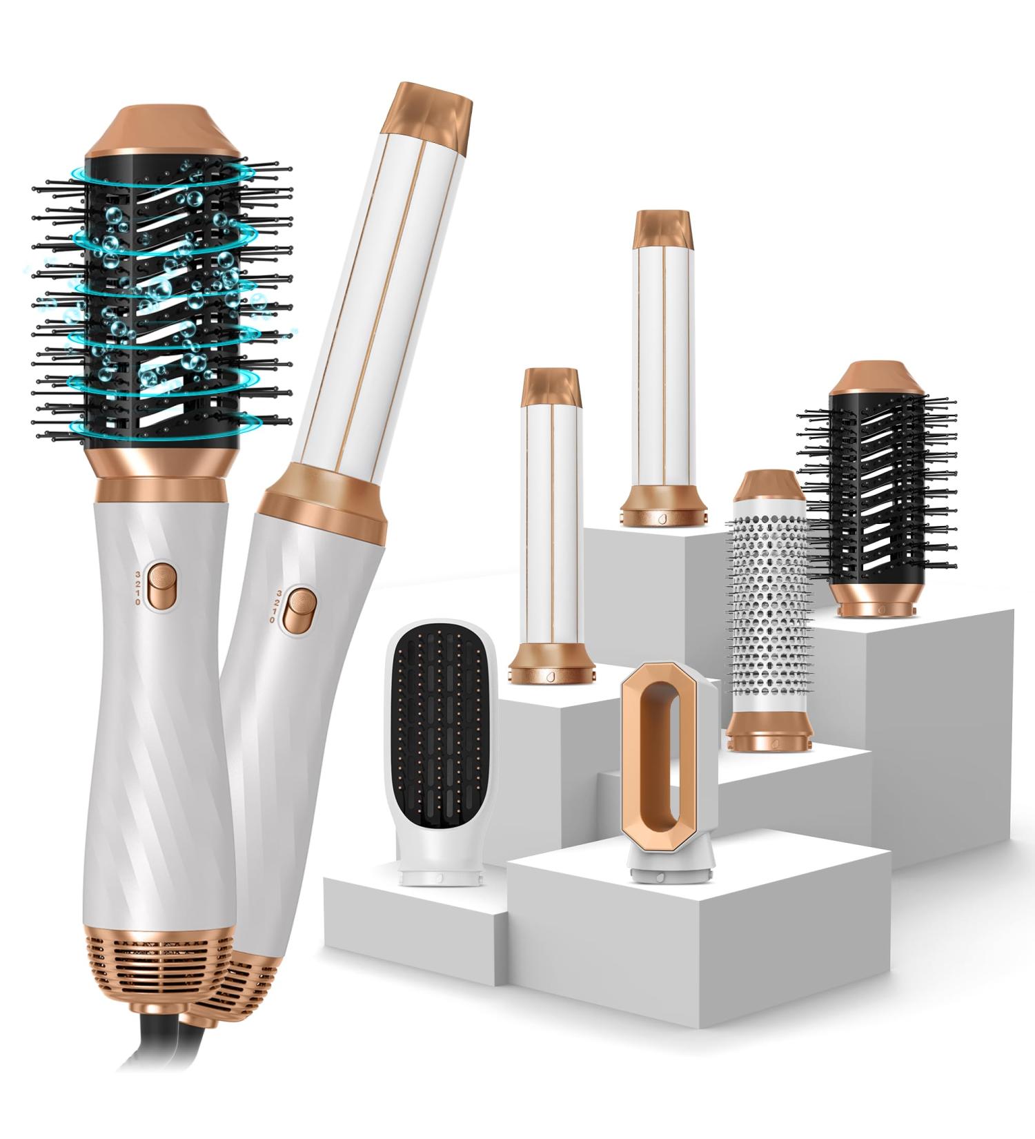 Hairstyler 6 in 1 Set Versatile Air Dryer & Styling Brush with 6 Accessories for Volume Curls & Smoothing | International Shipping Available - Buy Online on GoSupps.com