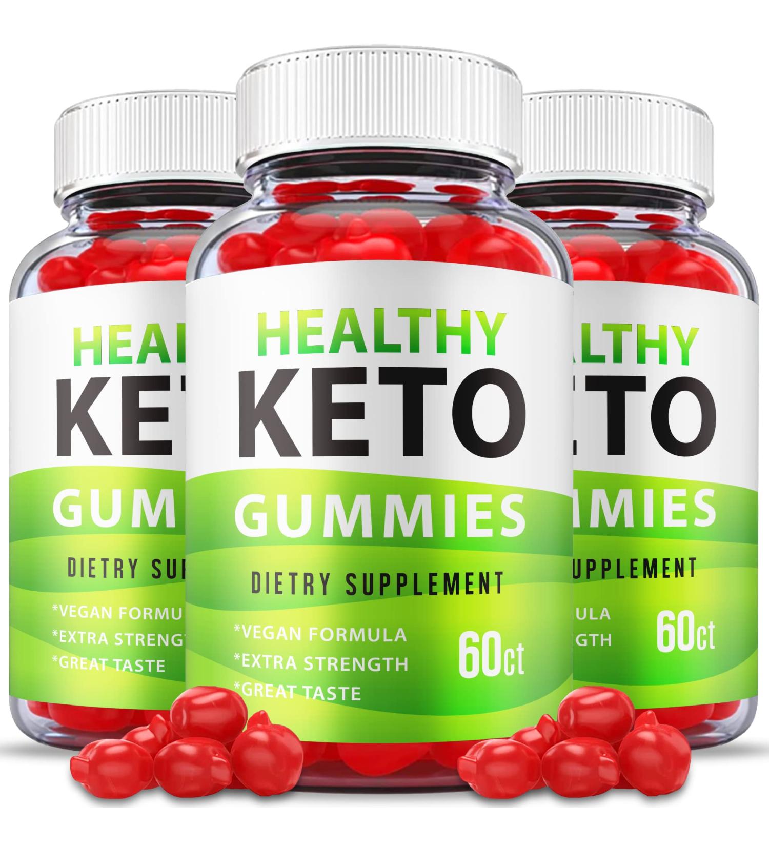 3 Pack Healthy Keto Gummies - Vegan Apple Cider Vinegar Supplement - Extra Strength Weight Loss Formula with Vitamin B12 B6 Beet Root - 180 Gummies - Buy Online on GoSupps.com
