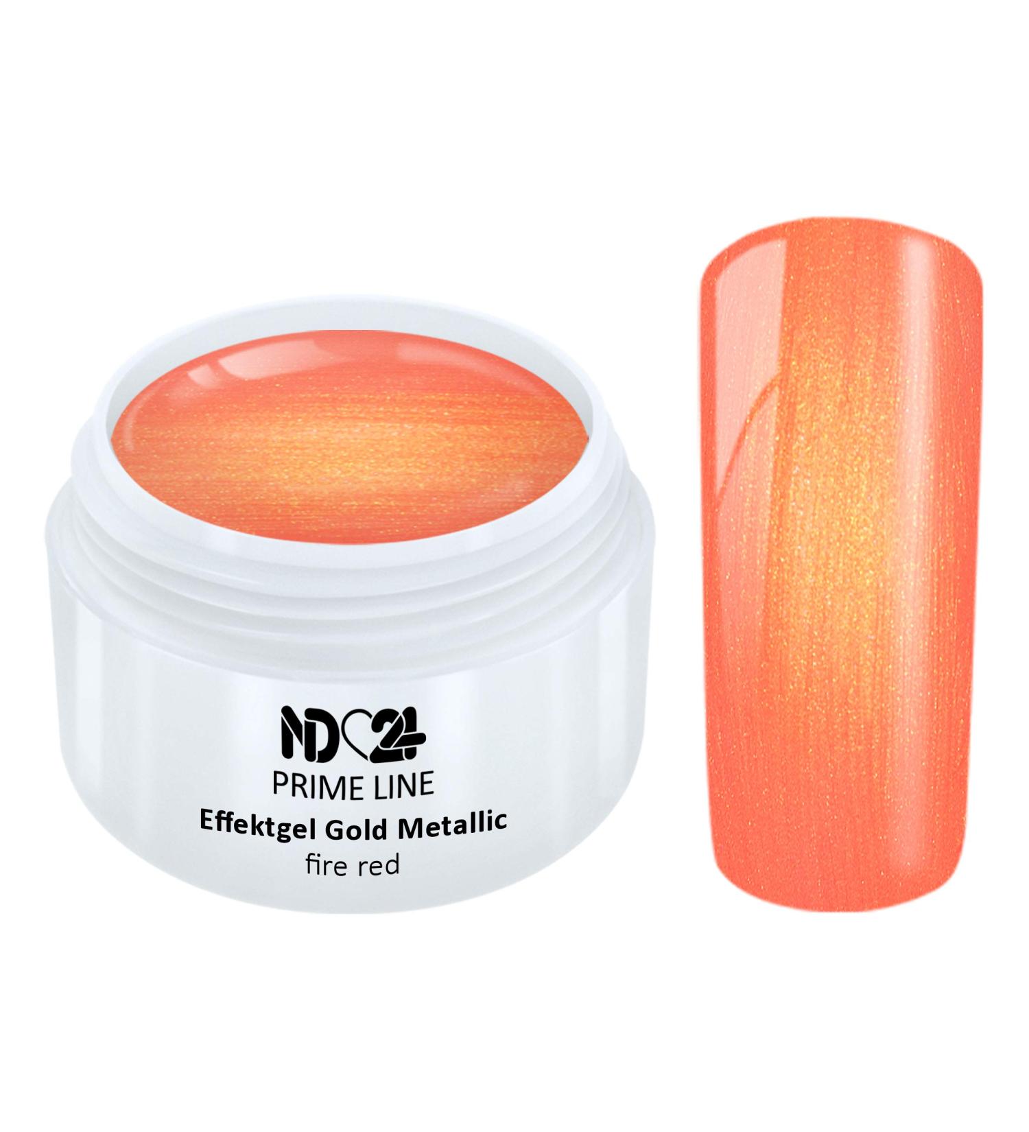 Prime Line - Uv Led Gel Gold Metallic Fire Red Studio Quality - Made in Germany - 5ml