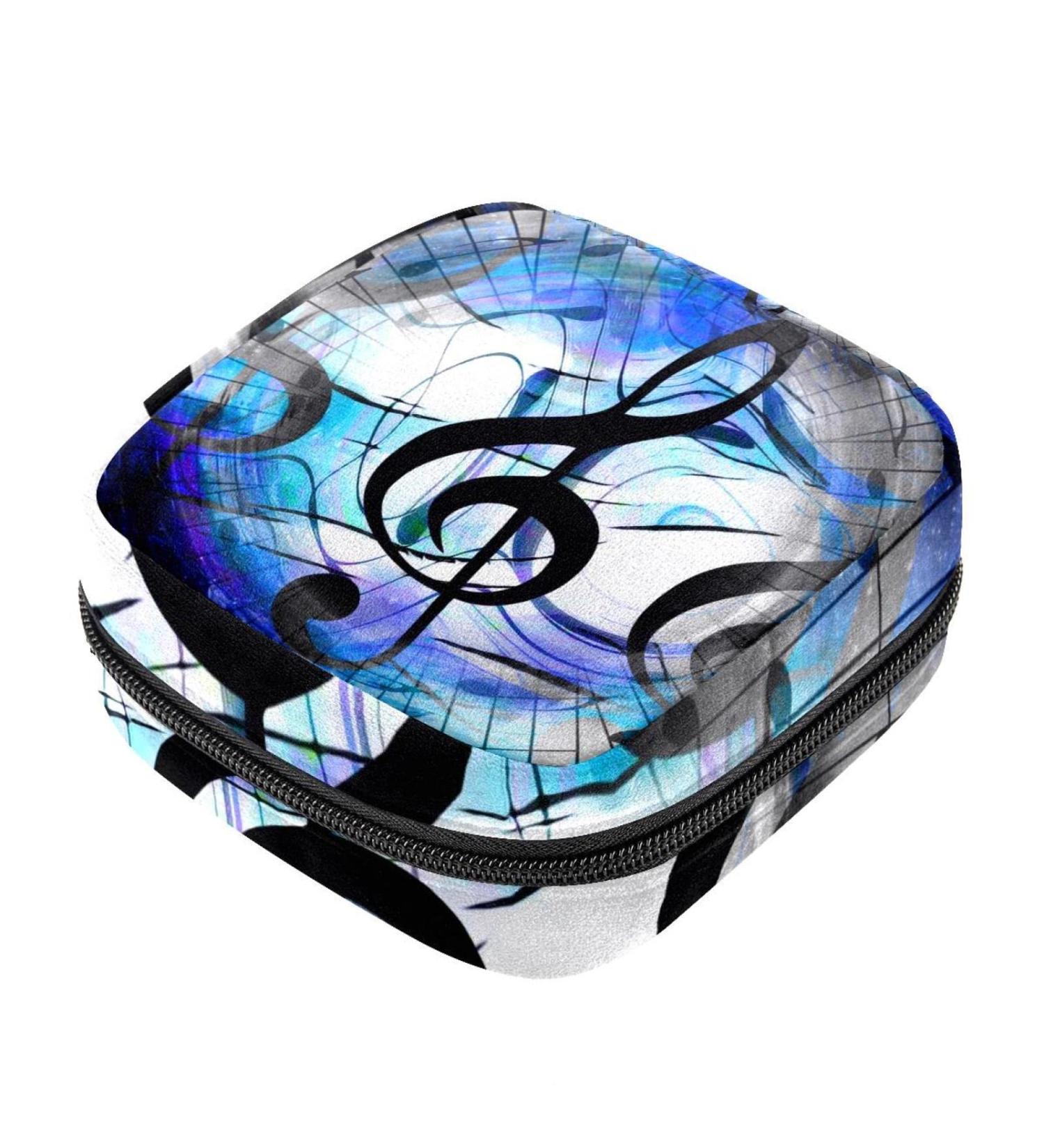 Large Capacity Women's Bands Storage Bag - Menstrual Cup Pocket & Makeup Organizer for Travel - Musical Notes Design - Buy Online on GoSupps.com