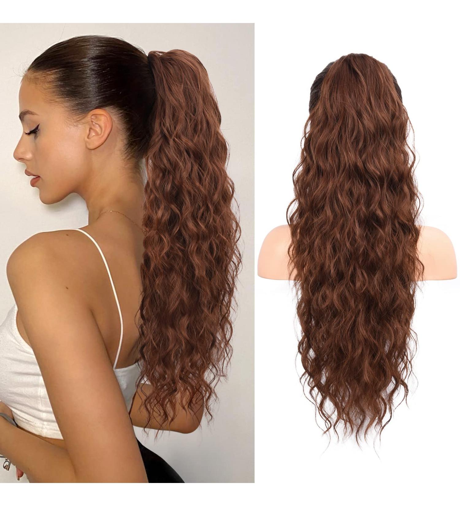 Flufymooz Ponytail Extension 26 Inch Drawstring Ponytail Hair Extensions for Women Long Curly Wavy Ponytail Natural Wavy Synthetic Hairpiece for Women Daily Use party (26 Inch Deep copper) - Buy Online on GoSupps.com