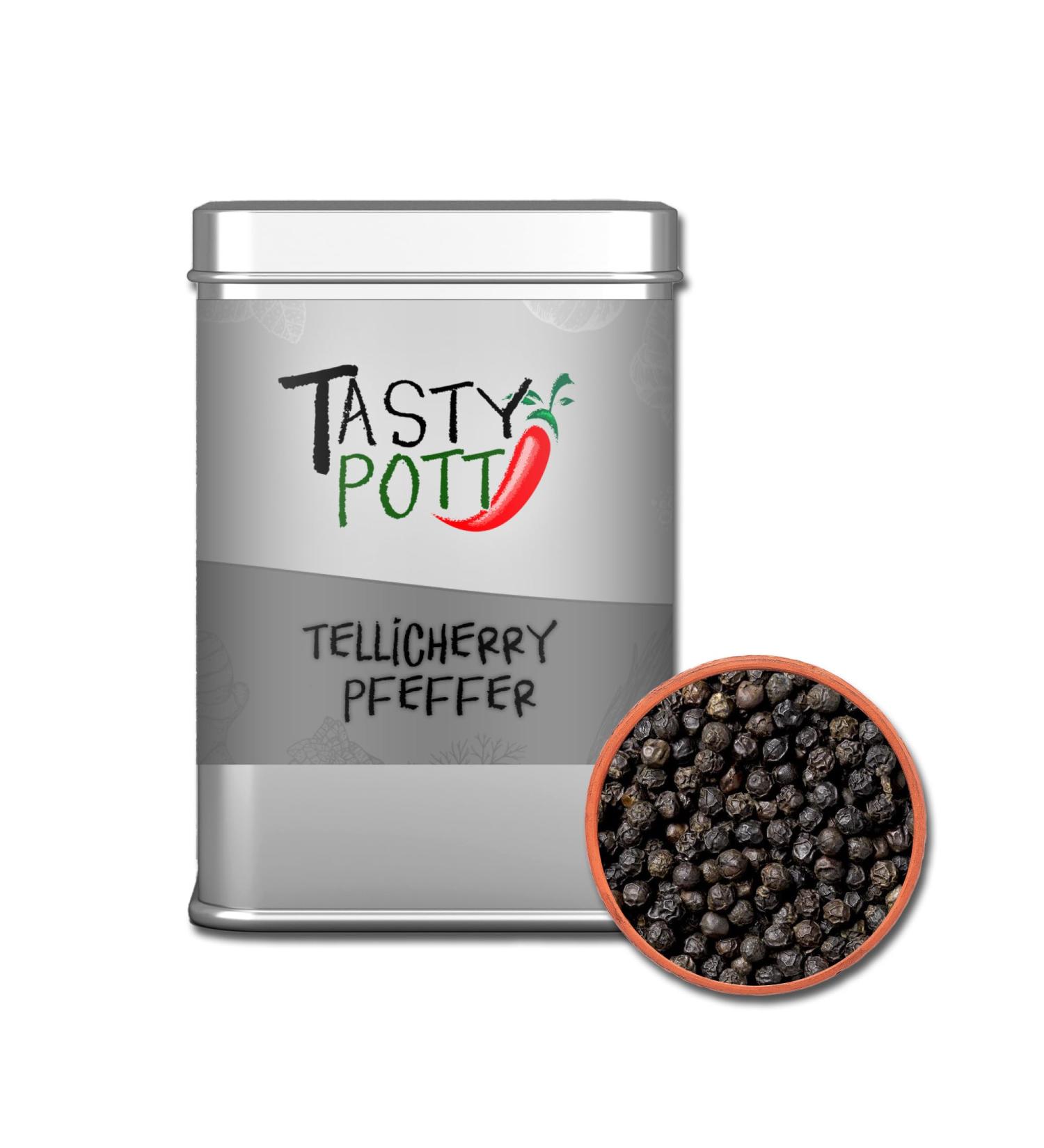 Jeske Sports Supplies Tasty Pott Pepper assortment peppercorns fine food specialties pepper pepper shots spices spice mixtures Bio Tellicherry pepper black 80 g - Buy Online on GoSupps.com