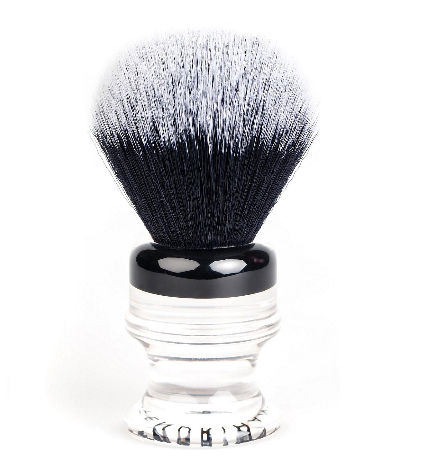 Fendrihan Black and White Synthetic Shaving Brush with Two-Tone Acrylic Handle for personal and professional shaving