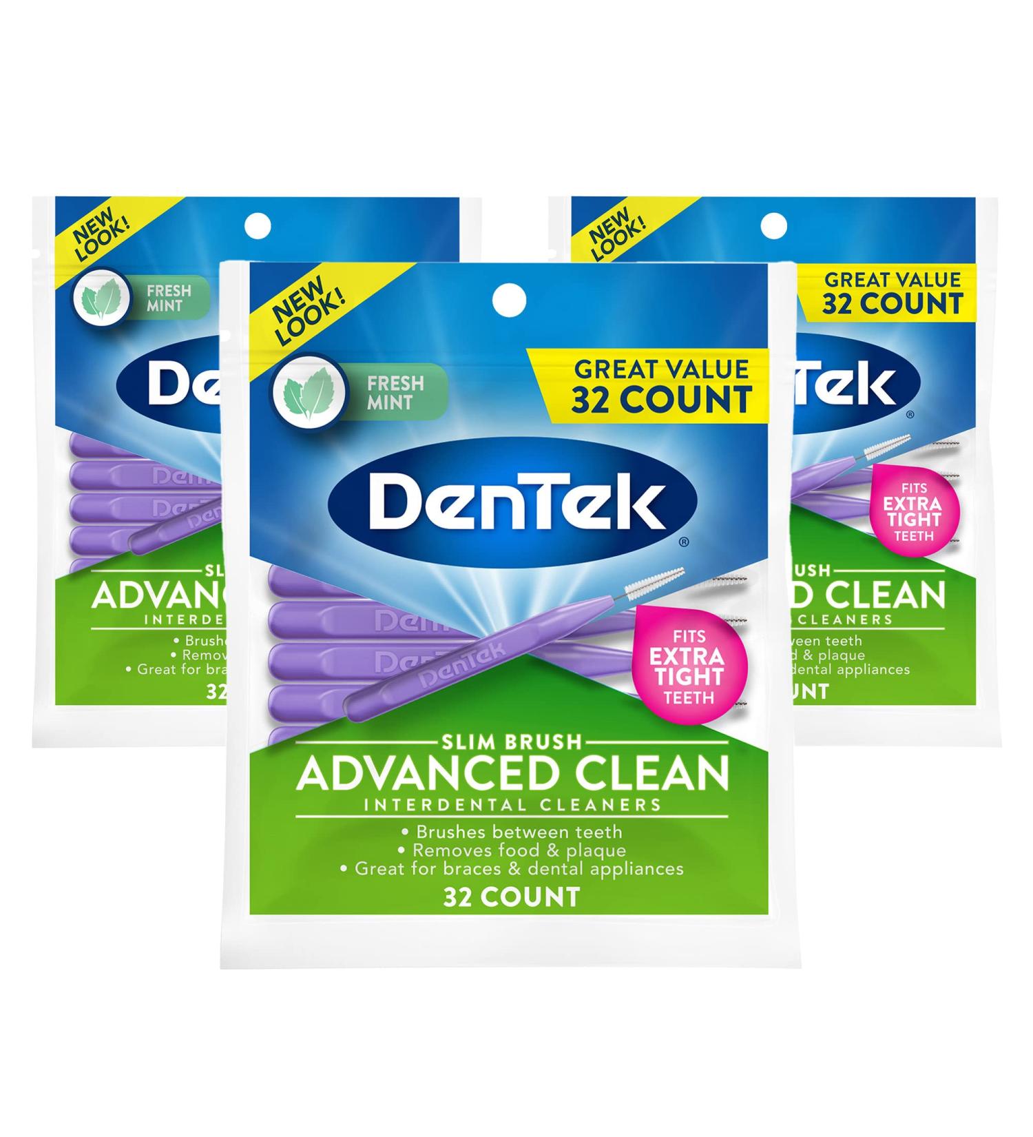 DenTek Slim Brush Interdental Cleaners - Mint Flavor - 32 Count (Pack of 3) - For Extra Tight Teeth - Buy Online on GoSupps.com