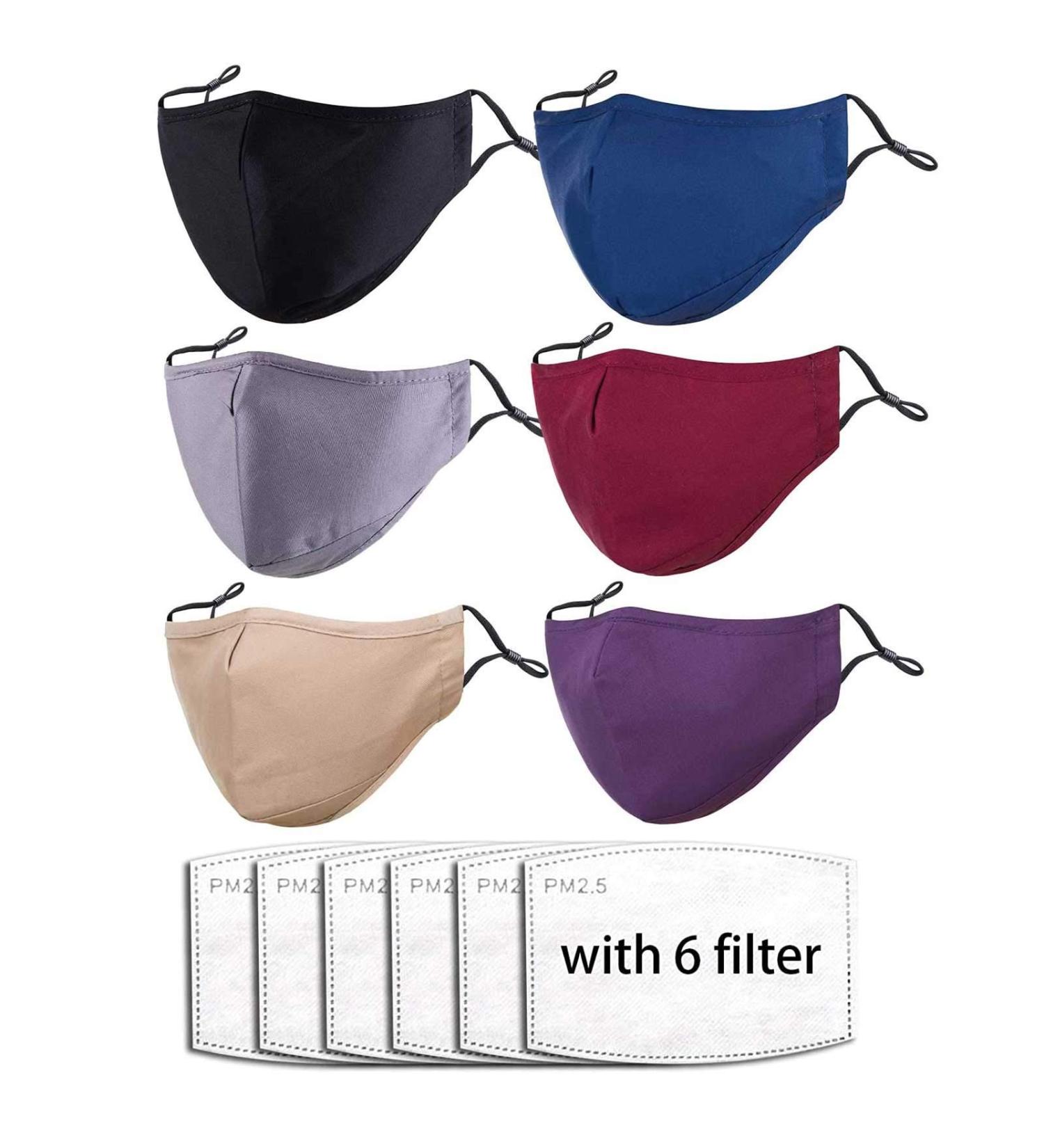6-Pack Unisex Cotton Cloth Fabric with Adjustable Ear Loops and Replacement Filters in Mix-colors - Buy Online on GoSupps.com