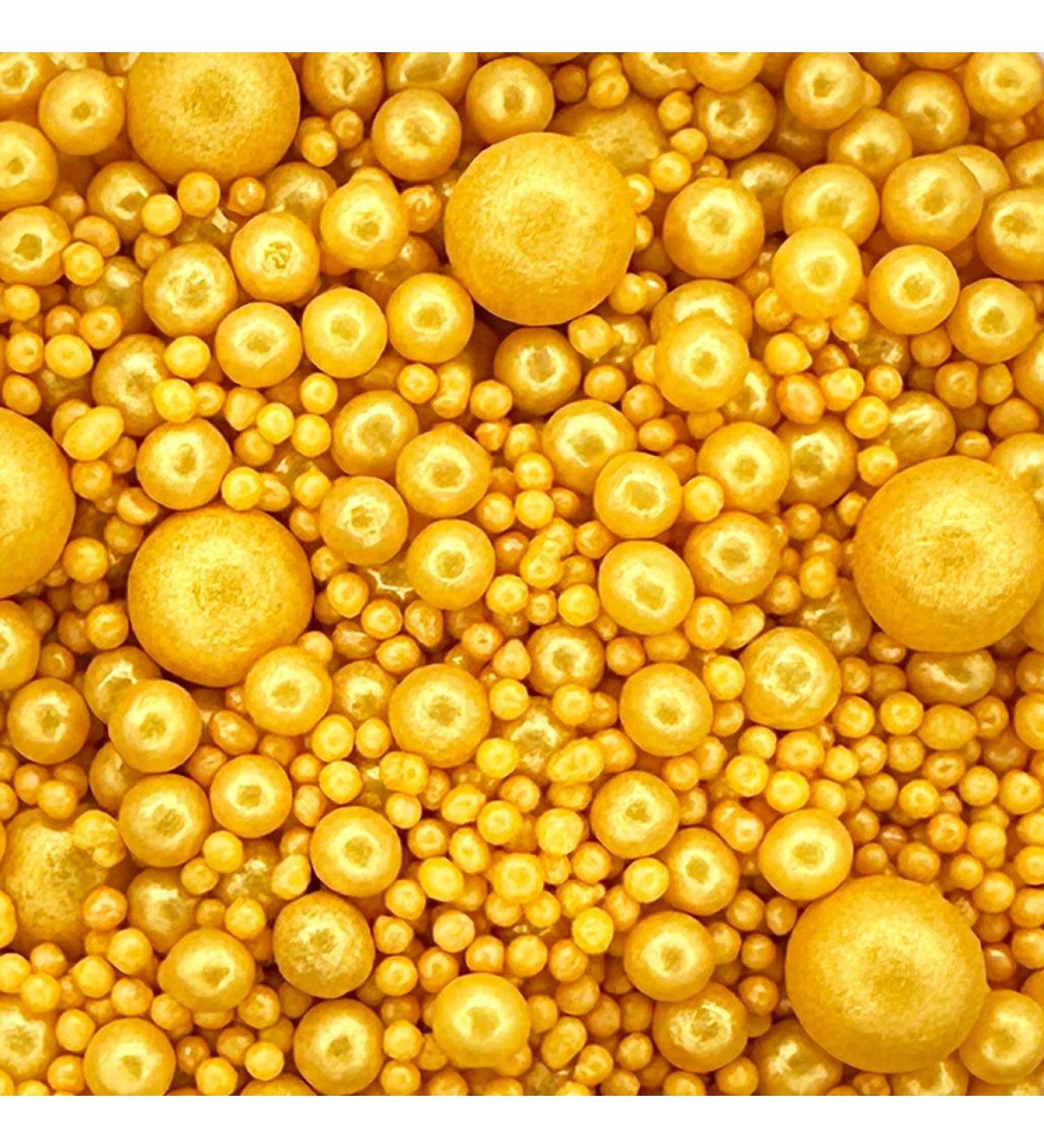 Twist Ingredients - Pearls Mix - Glimmer Gold Cake Topper Sprinkles - 1kg Edible Shimmer Ball Cupcake Decorations - Perfect for Weddings Christenings & Parties - Buy Online on GoSupps.com