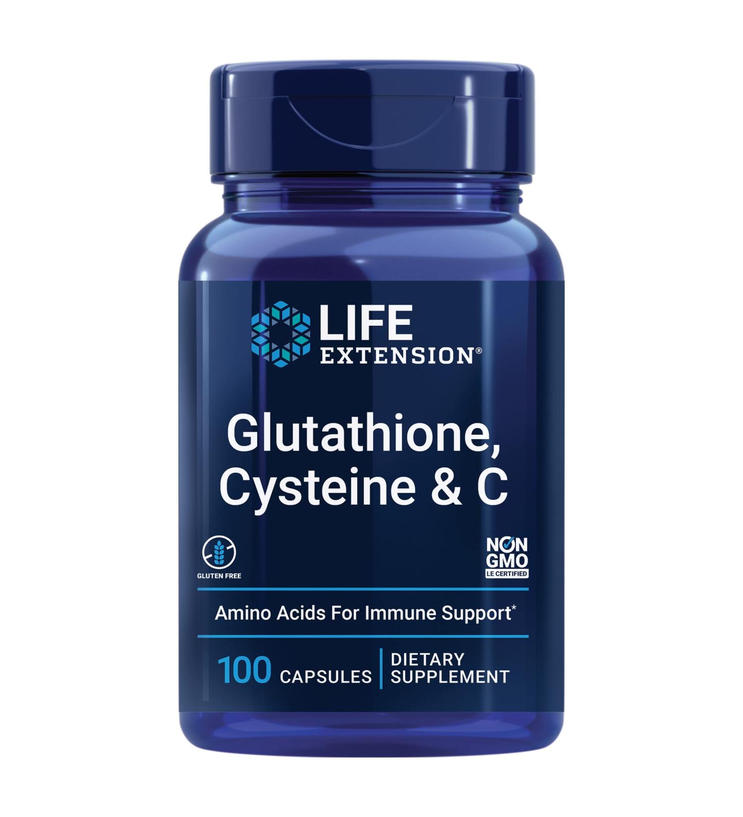 Life Extension Glutathione & Cysteine Antioxidant Supplement - Liver Health Support & Detox - 100 Capsules - Buy Online on GoSupps.com