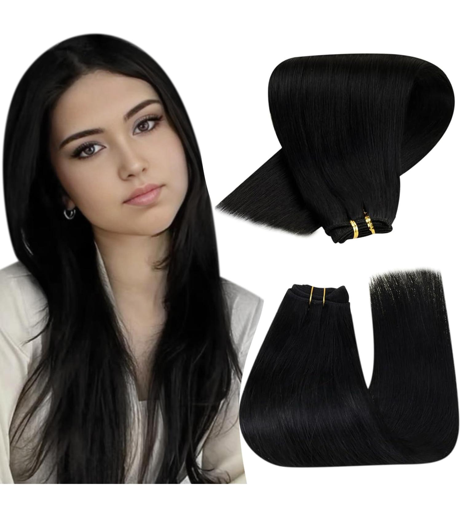 Hetto Real Hair Whip Extensions - 50cm 100g Remy Black Human Hair for All Hair Types - Buy Online on GoSupps.com