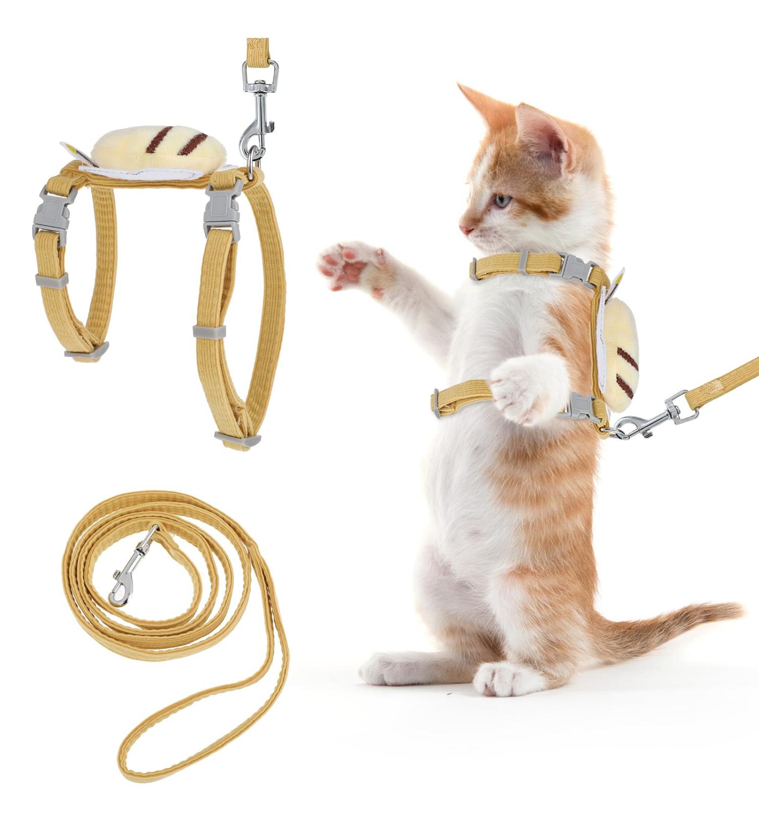 Adjustable Tiesome Cat Dishes & Leash Set | Color Gradient Outdoor Kitten Bowls - Yellow - Buy Online on GoSupps.com