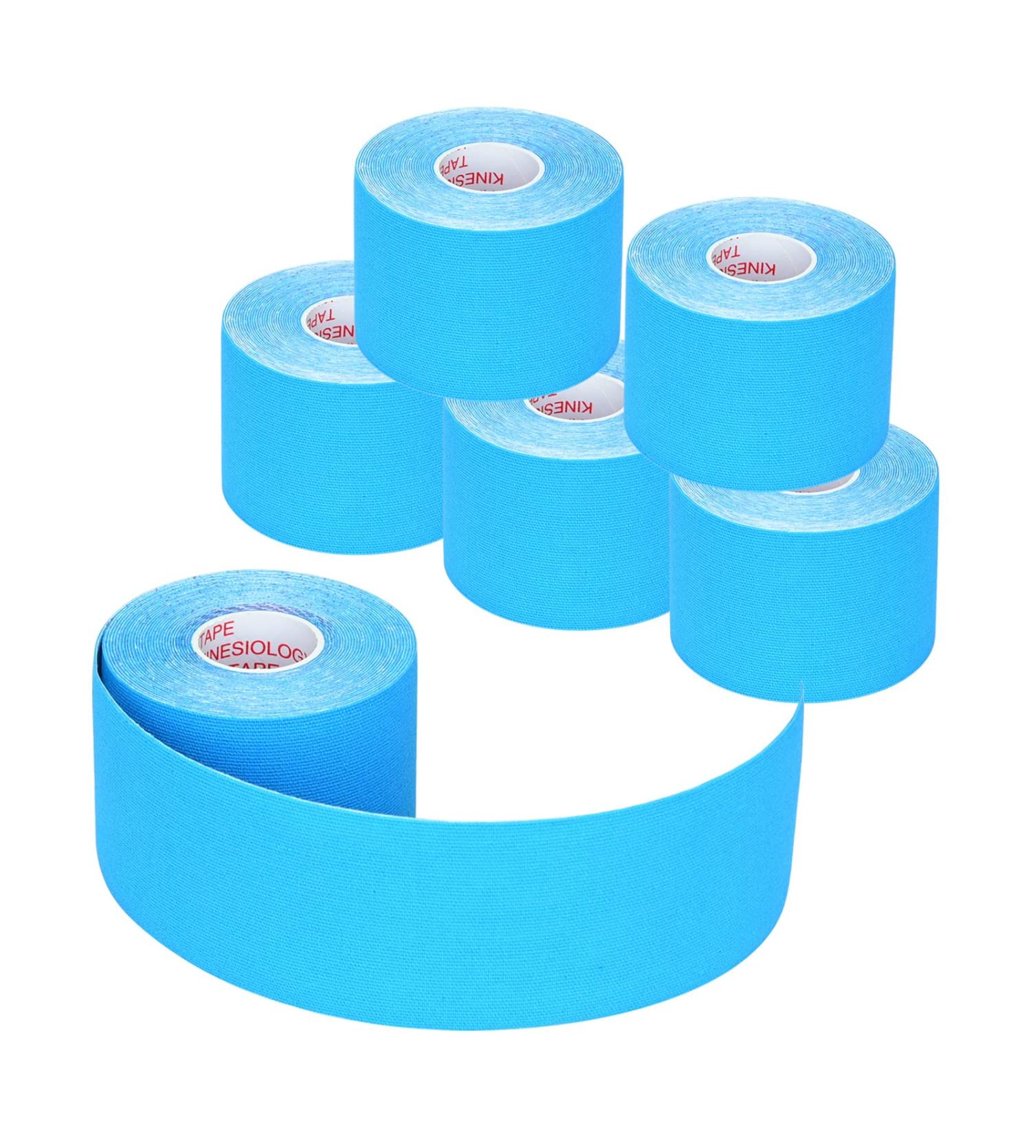 Kinesiology Tape - 6 Rolls Set Lychee Elastic Therapeutic Sports Tape for Shoulder Knee Elbow Pain Relief Latex Free Water Resistant Breathable 2" x 16.4 feet Per Roll (Light Blue) - Buy Online on GoSupps.com