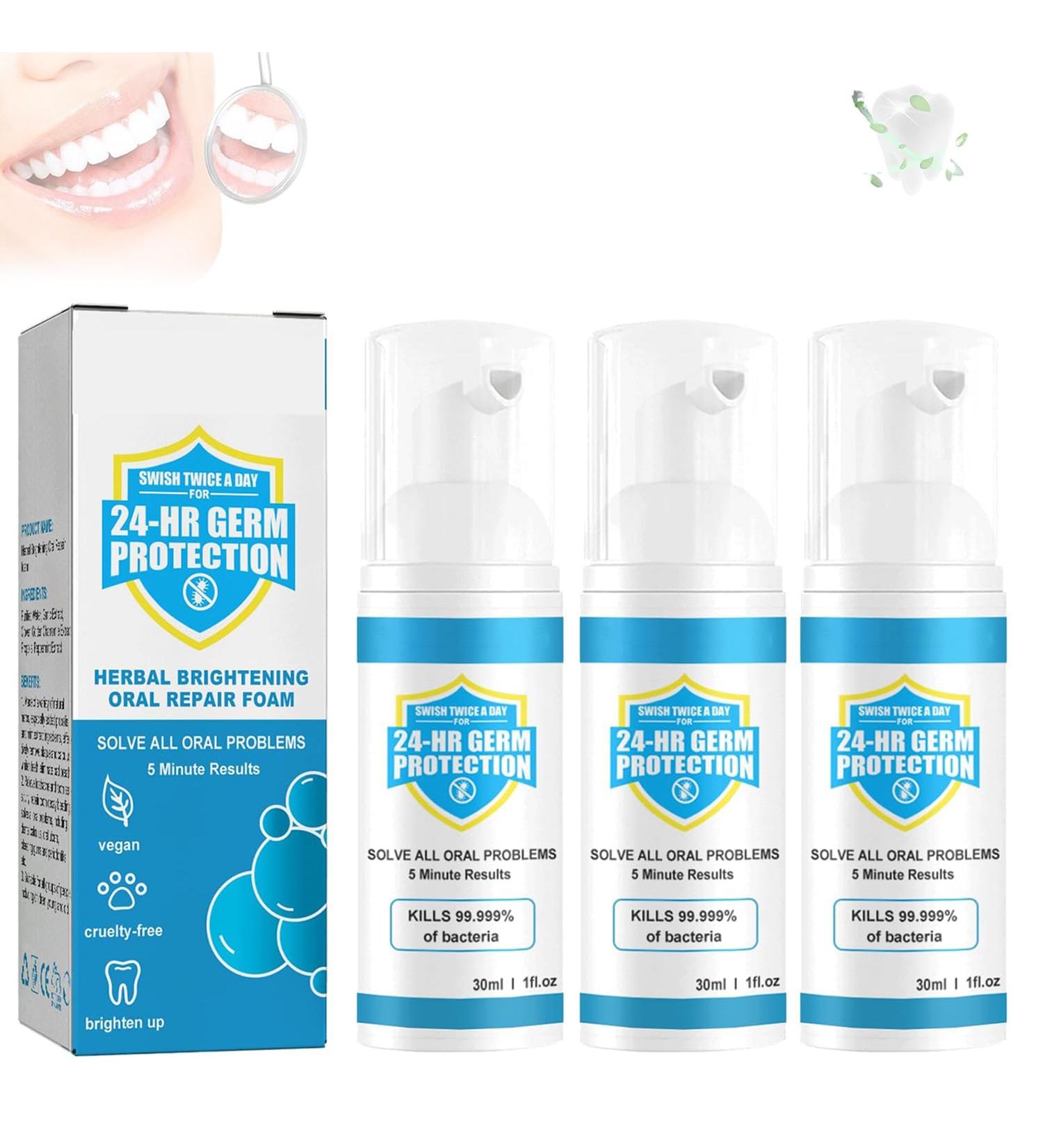 Jorondy Herbal Tooth Whitening Mousse Foam - 3pcs Deep Cleaning & Stain Removal - Buy Online on GoSupps.com
