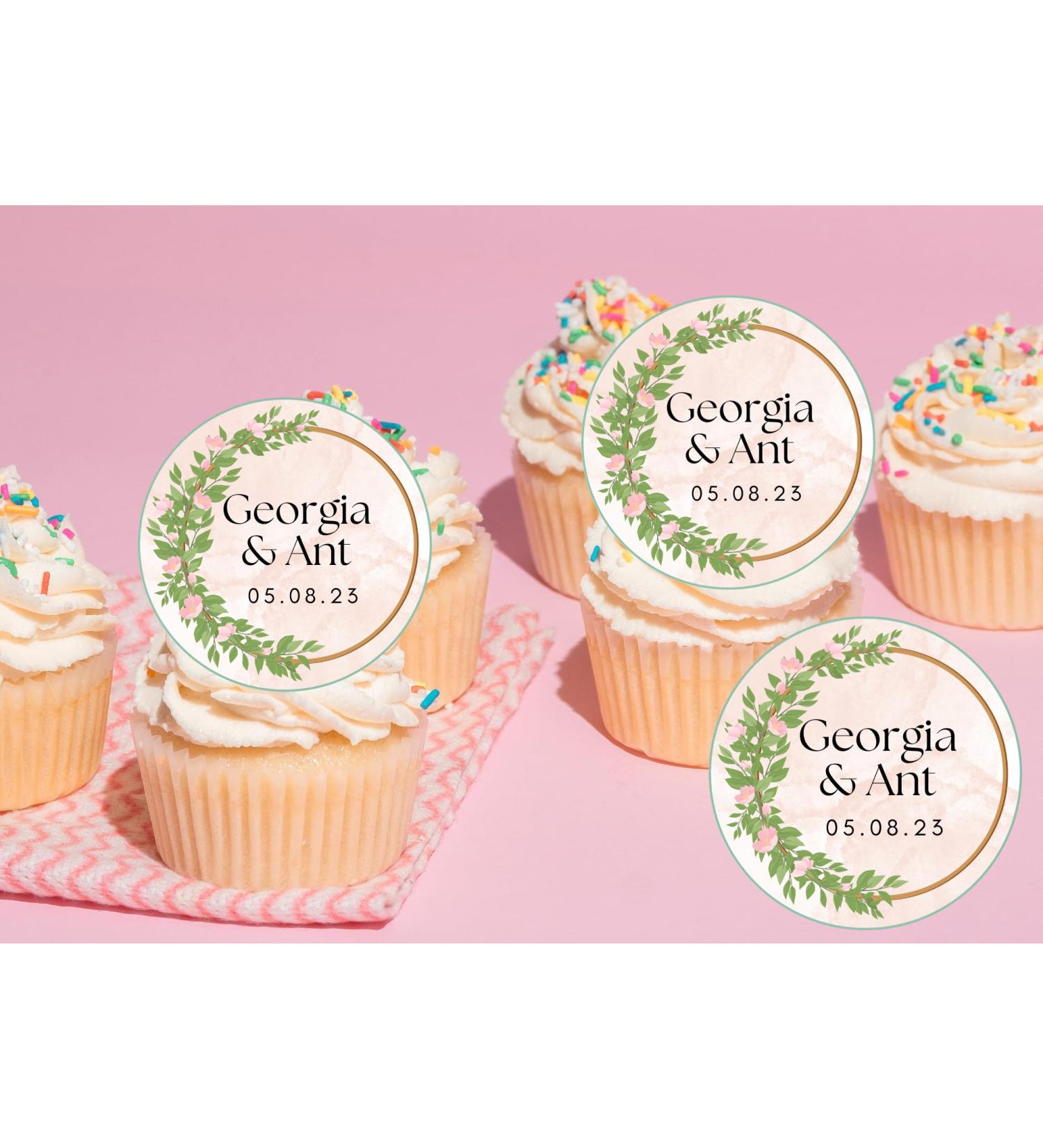 20 x EDIBLE Personalised Wedding cupcake toppers wafer/icing uncut WEDDING/ENGAGEMENT/HEN 12 (icing paper)