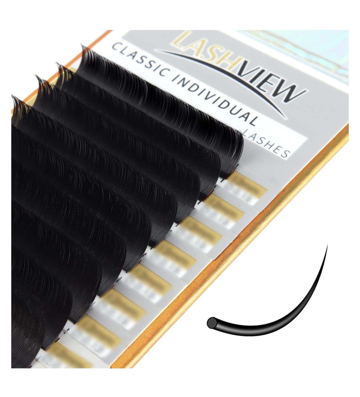 Lashview C-Bend 12mm 0.20 Strength Artificial Eyelash Extensions | Dense Natural Semi-Persistent | Professional Eye-Catching Applications - Buy Online on GoSupps.com