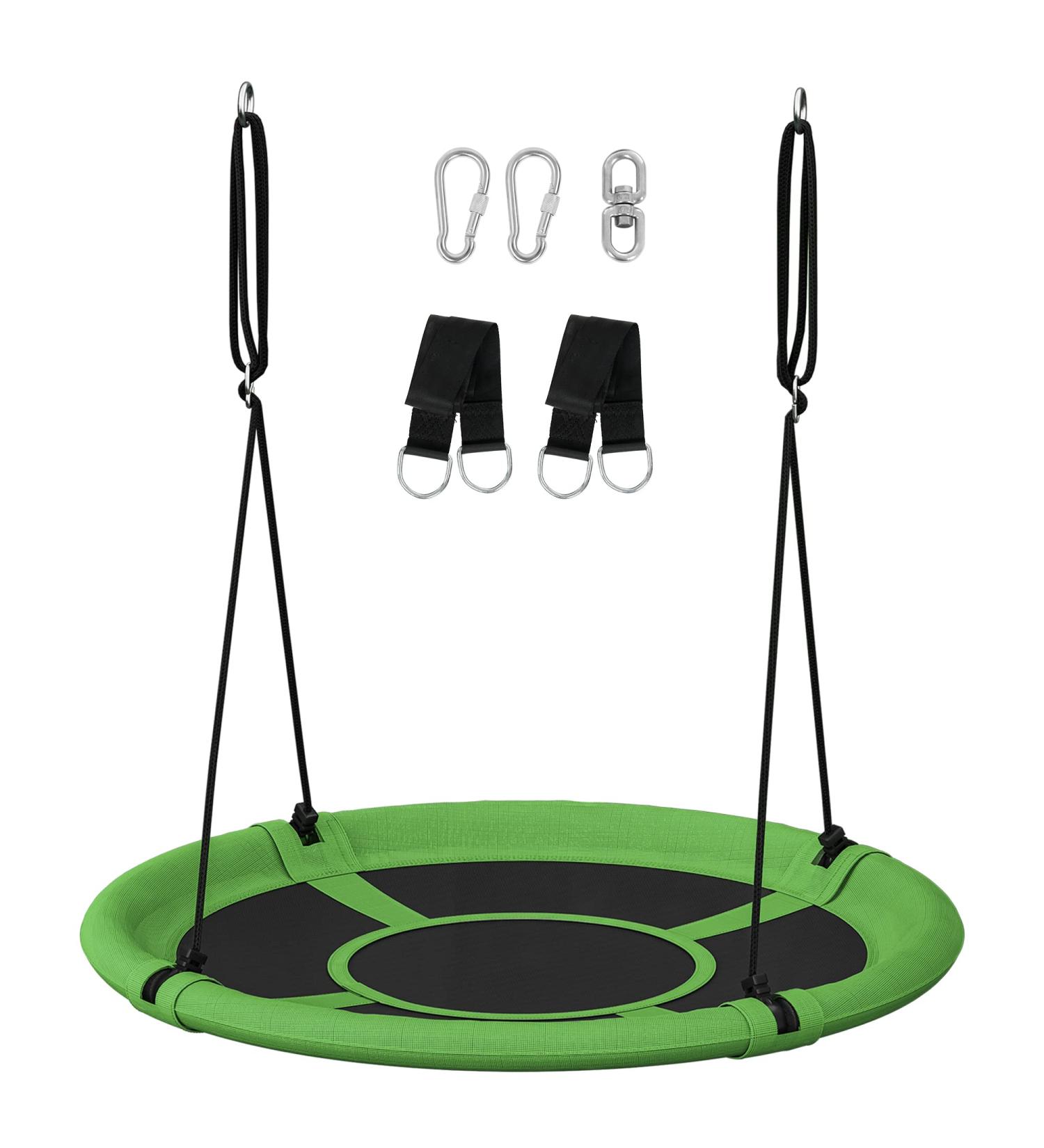 SONGMICS 40 Inch Saucer Tree Swing | 700 lb Load Capacity | Textilene Fabric | Hanging Kit Included | for Kids Outdoor and Indoor Play | Heavy Duty and Safe | Easy Installation | Green and Black - UGSW001G01 - Buy Online on GoSupps.com