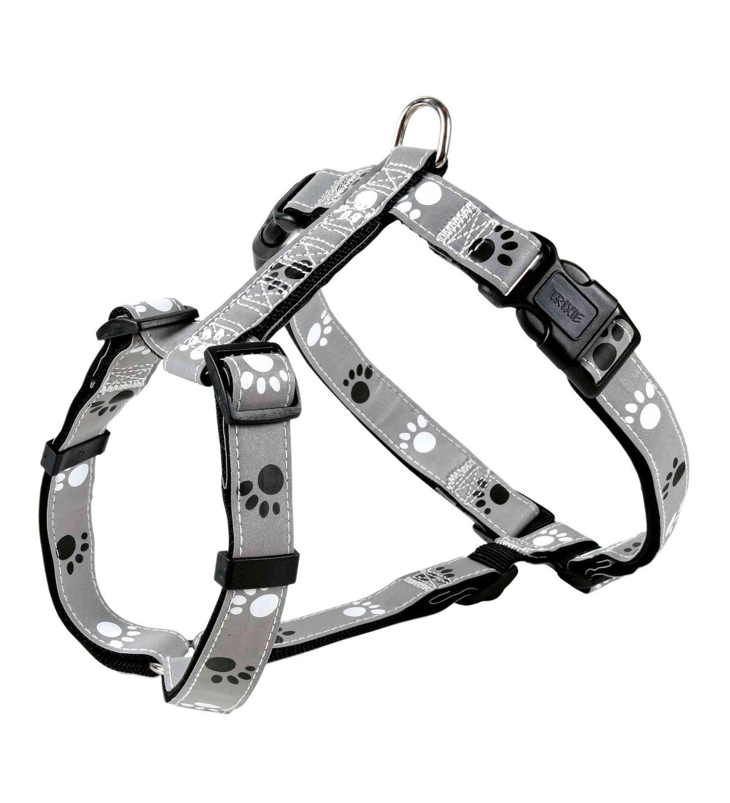 Trixie Silver Reflect Dishes Size XS - S: Breast circumference 30 40 cm/15 mm in black/silver gray - reflective dog harness with continuously adjustable elements for small dogs 12231 gray XS (30-40 cm/15 mm)