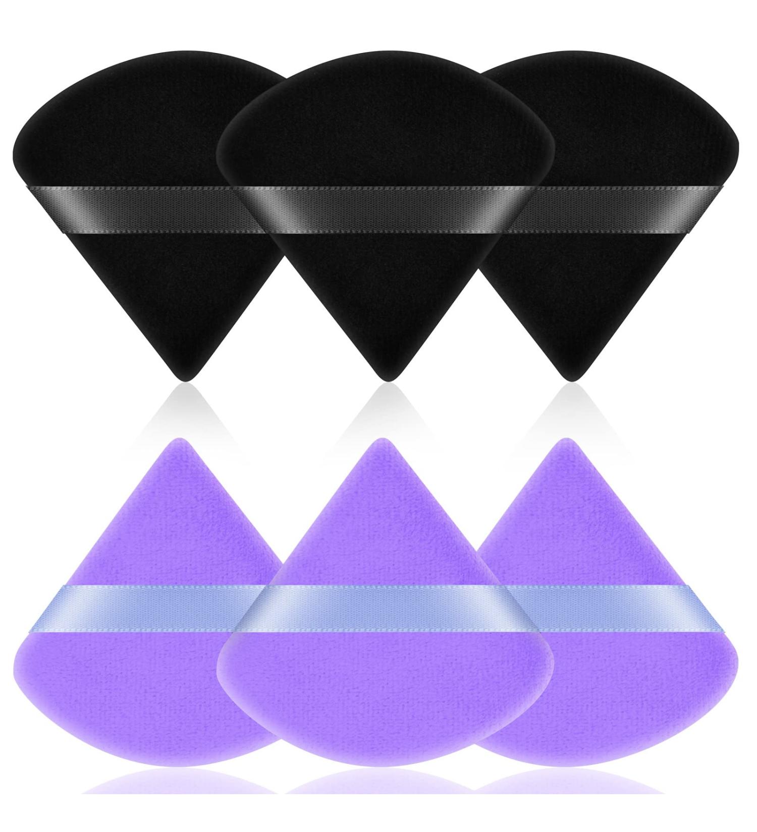 Auauy 6 PCS Triangle Makeup Powder Puffs - Washable & Reusable Blend Tool for Loose Powder & Foundation - Black & Violet Sponges - Buy Online on GoSupps.com