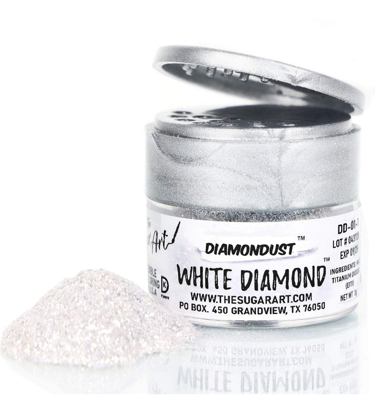 The Sugar Art - DiamonDust - Edible Glitter For Decorating Cakes, Cupcakes, Cake Pops, & More - Sprinkle on Sparkle and Luster to Sweets - Kosher, Food-Grade Coloring - White Diamond - 3 grams