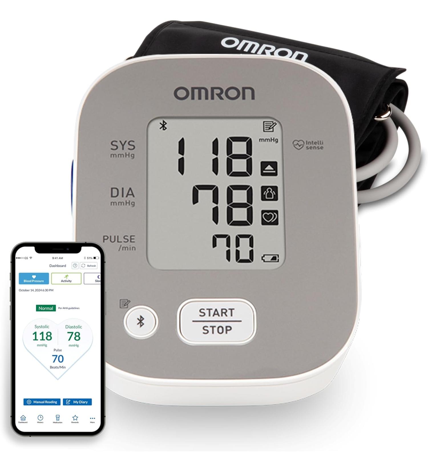 OMRON Bronze Blood Pressure Monitor for Home Use & Upper Arm Blood Pressure Cuff - #1 Doctor & Pharmacist Recommended Brand - Clinically Validated - Connect App - Buy Online on GoSupps.com