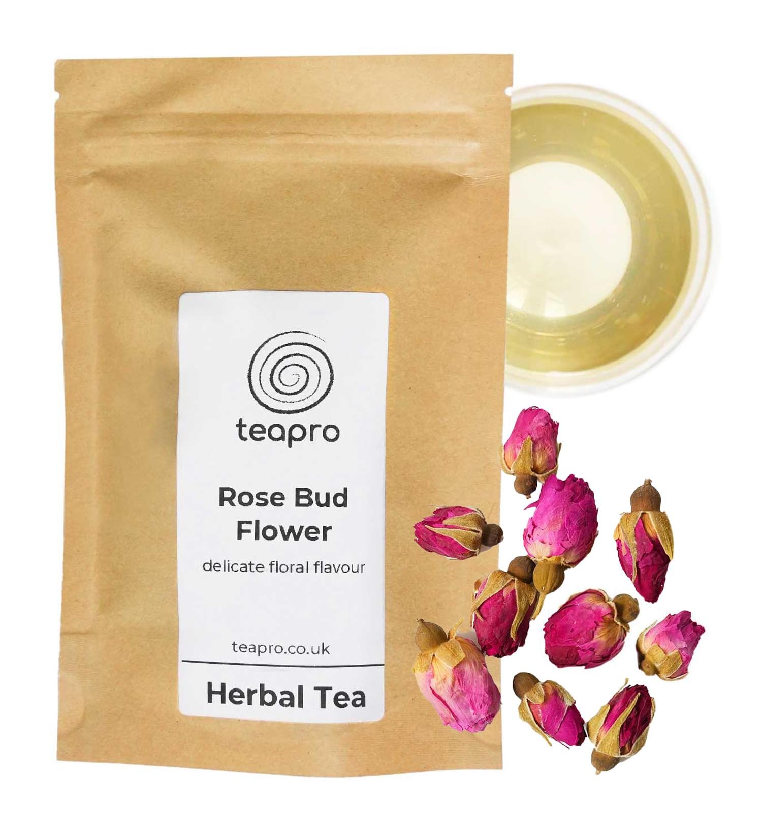 Dried Rose Bud Tea - 100g Edible Loose Leaf Herbal Tea - Culinary Grade Rose Buds - Buy Online on GoSupps.com