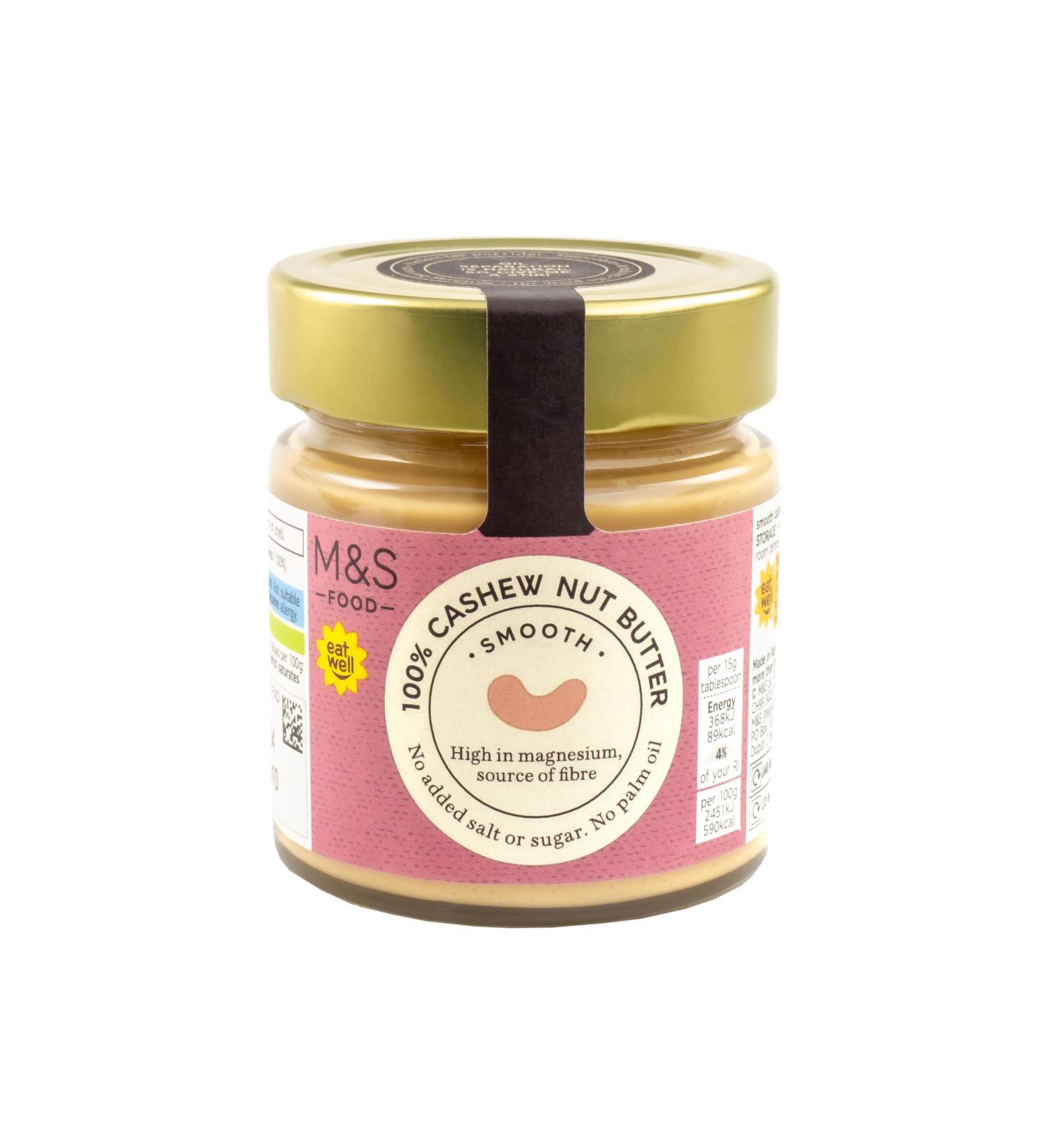 M&S 100% Cashew Nut Butter Smooth No Added Salt Sugar or Palm Oil 227g