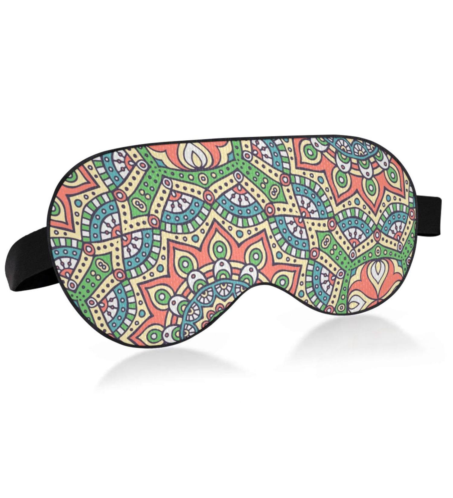 Haskirky Light Blocking Eye Mask - Adjustable Unisex Travel Mask for Deep Sleep and Meditation - Mandala Pattern - Buy Online on GoSupps.com