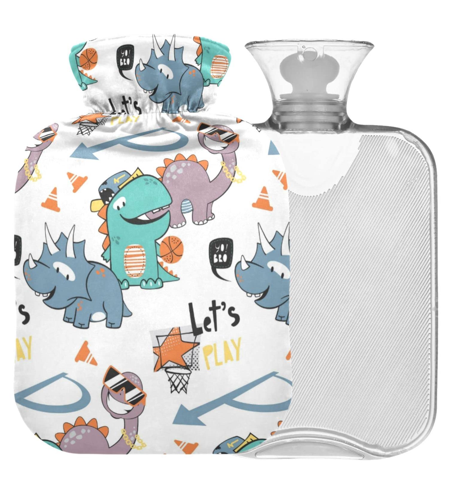 Naanle Dinosaur Cartoon Heat Bottle - 2L Transparent Hot Water Bottle for Pain Relief & Therapy - Ideal for Bed & Cold/Hot Use - Buy Online on GoSupps.com