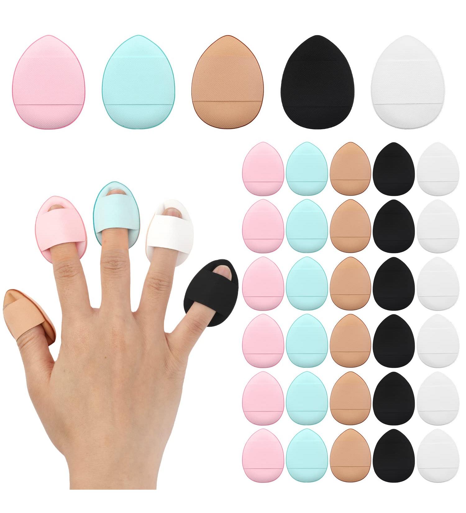 35pcs Finger Puff Mini Makeup Sponges for Foundation, Concealer & Eye Shadow - Soft Beauty Cosmetic Tools (White, Pink, Blue, Black, Skin Colors) - Buy Online on GoSupps.com