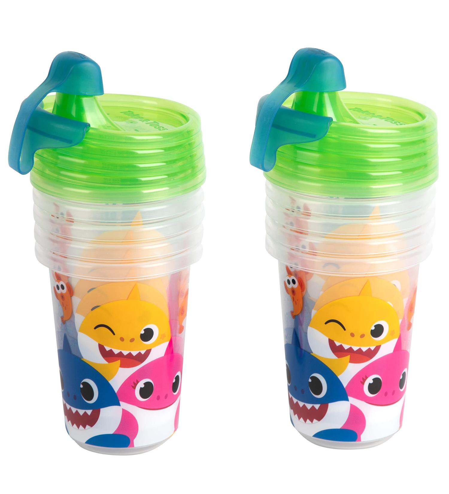 Pinkfong Baby Shark Sippy Cups - Reusable 10oz Toddler Cups - 10 Count Pack with Travel Caps - Buy Online on GoSupps.com
