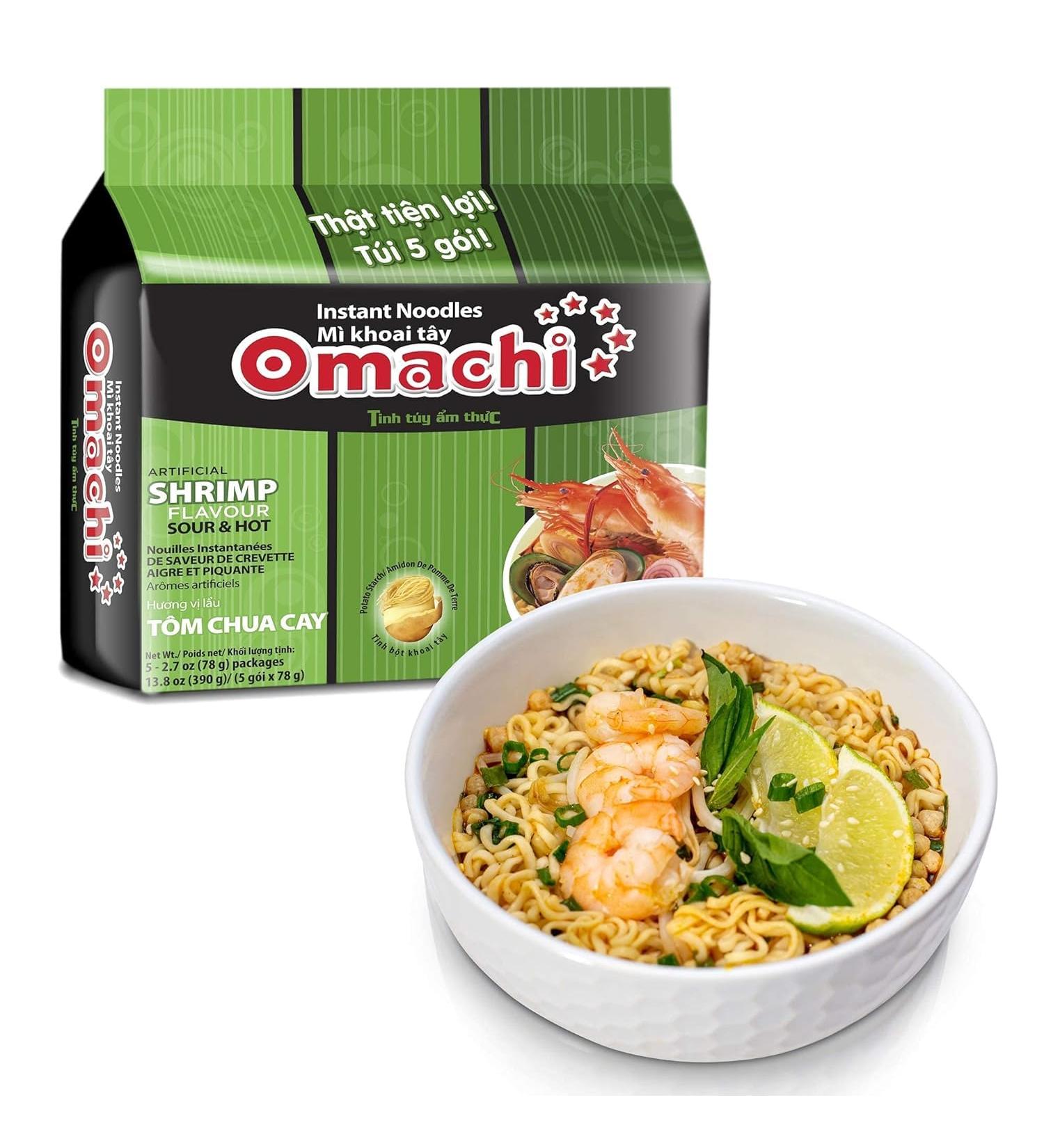 CHINSU OMACHI Instant Noodles with Potato Flavor Made with Natural Ingredients Vietnamese Specialty Spicy Sweet and Sour Shrimp Pack of 5 400 g - Buy Online on GoSupps.com