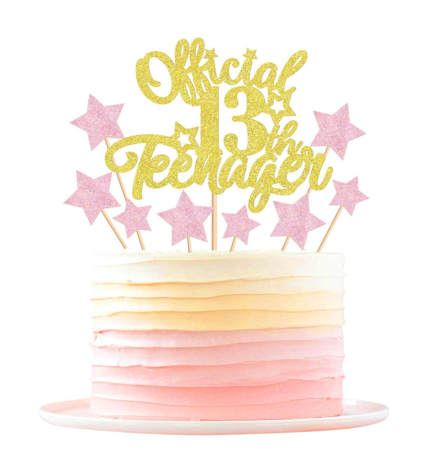 Keaziu 1 Pack Officially 13th Teenager Cake Topper 24PCS Pink Star 13th Cake Topper Birthday 13 Fabulous for Happy 13th Birthday Anniversary Party Cake Decorations Supplies Gold - Buy Online on GoSupps.com